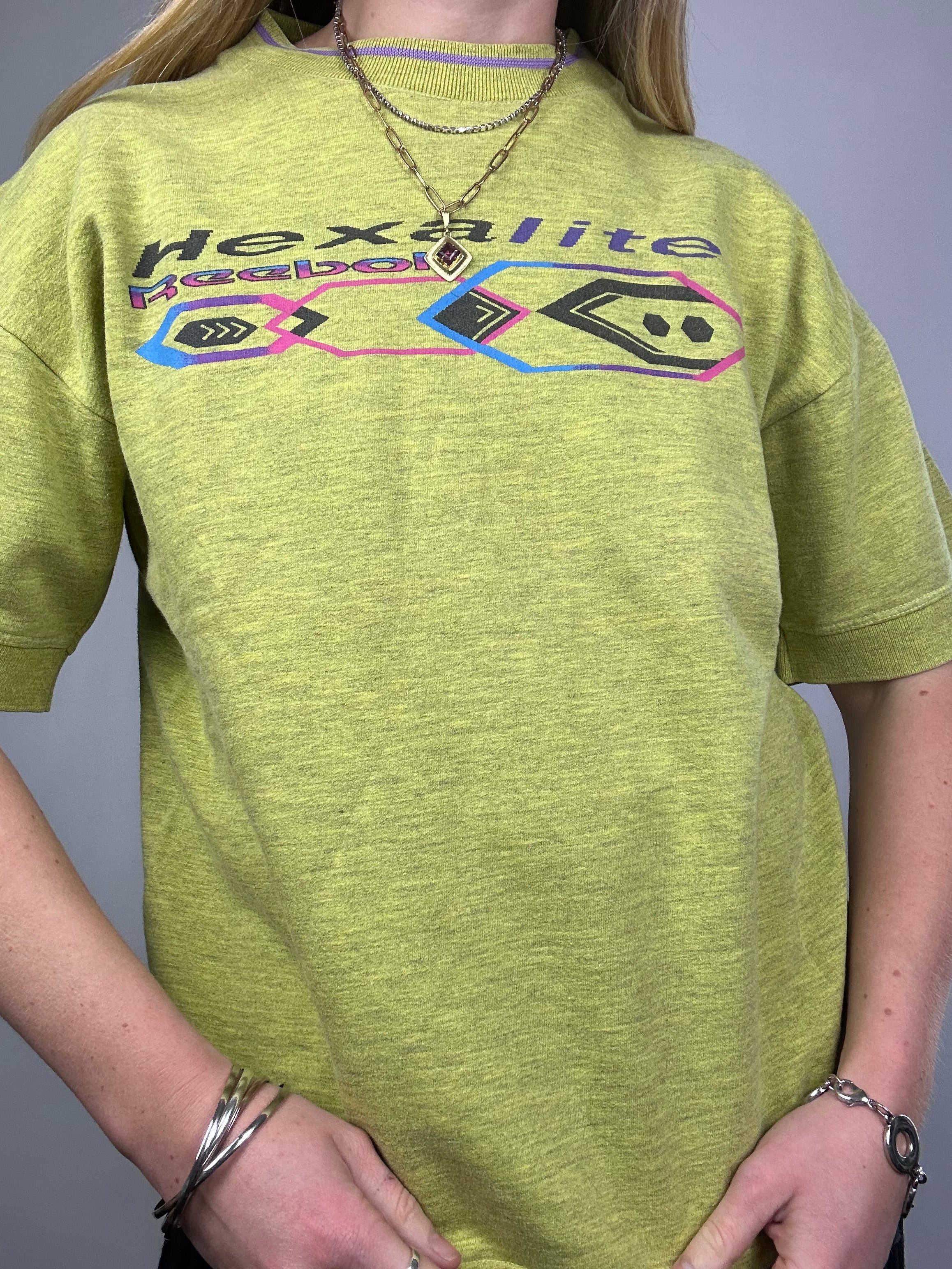 Reebok Lime Green T Shirt Size S/M