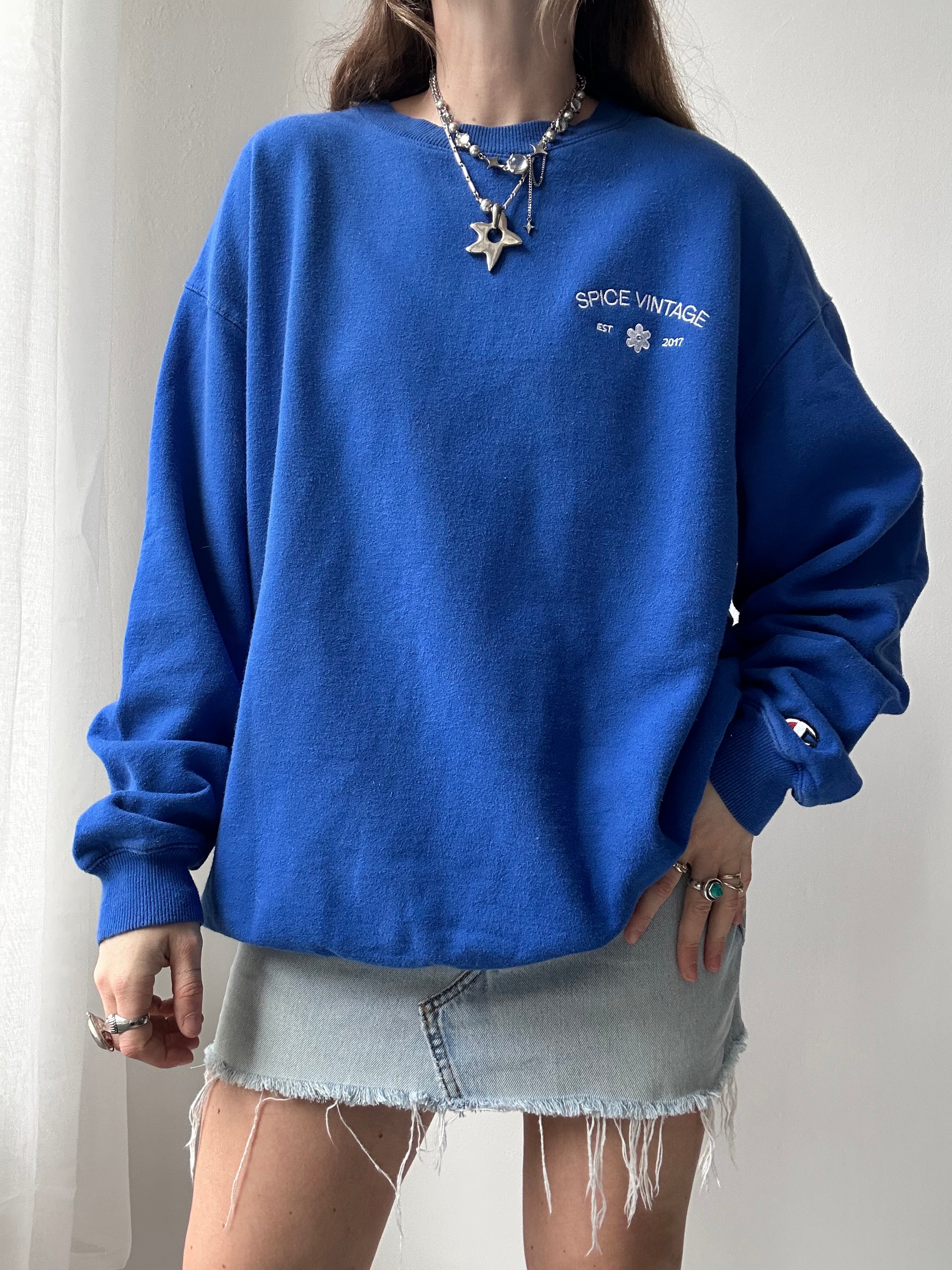 Blue Spice Spiral Sweater Size L