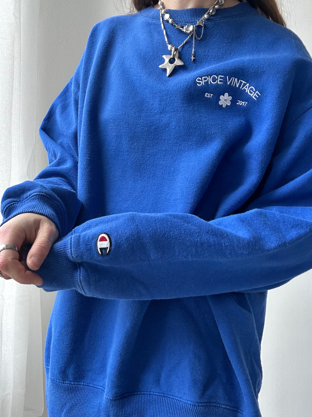 Blue Spice Spiral Sweater Size L