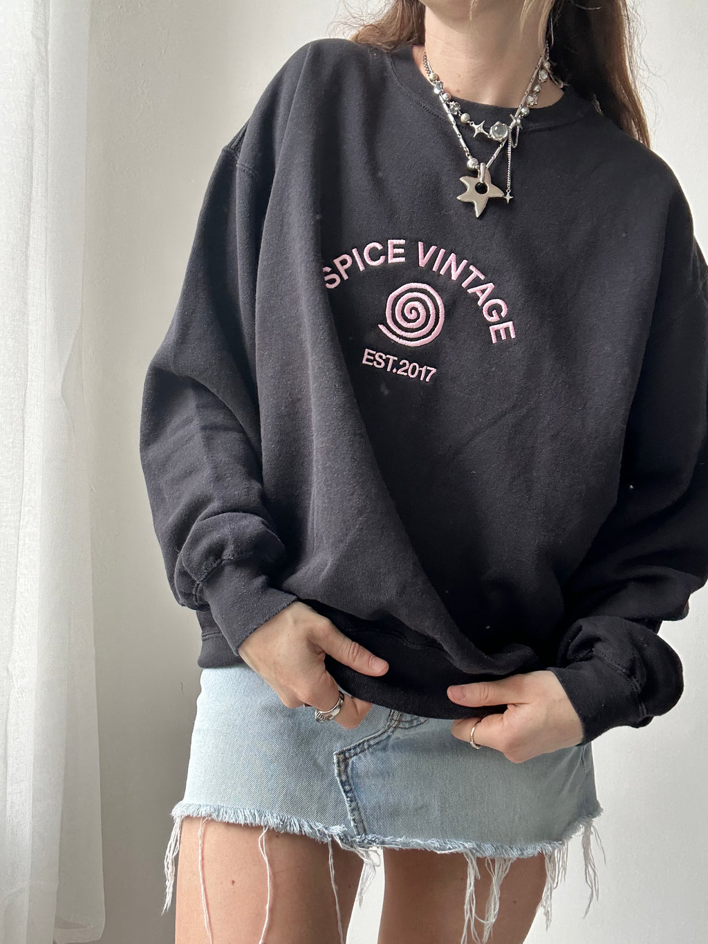 Black Spice Spiral Sweater Size M