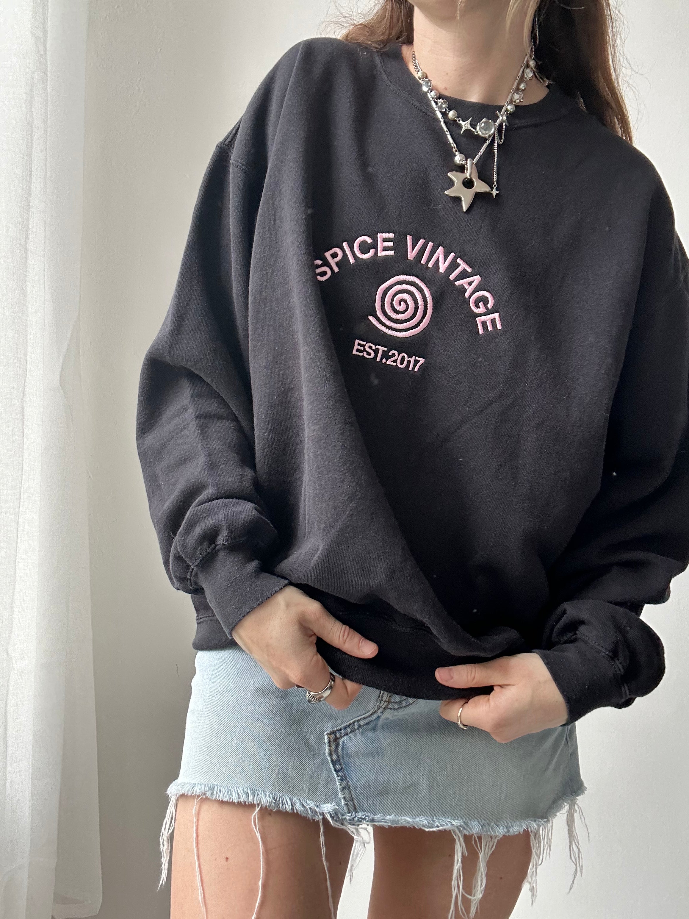 Black Spice Spiral Sweater Size M
