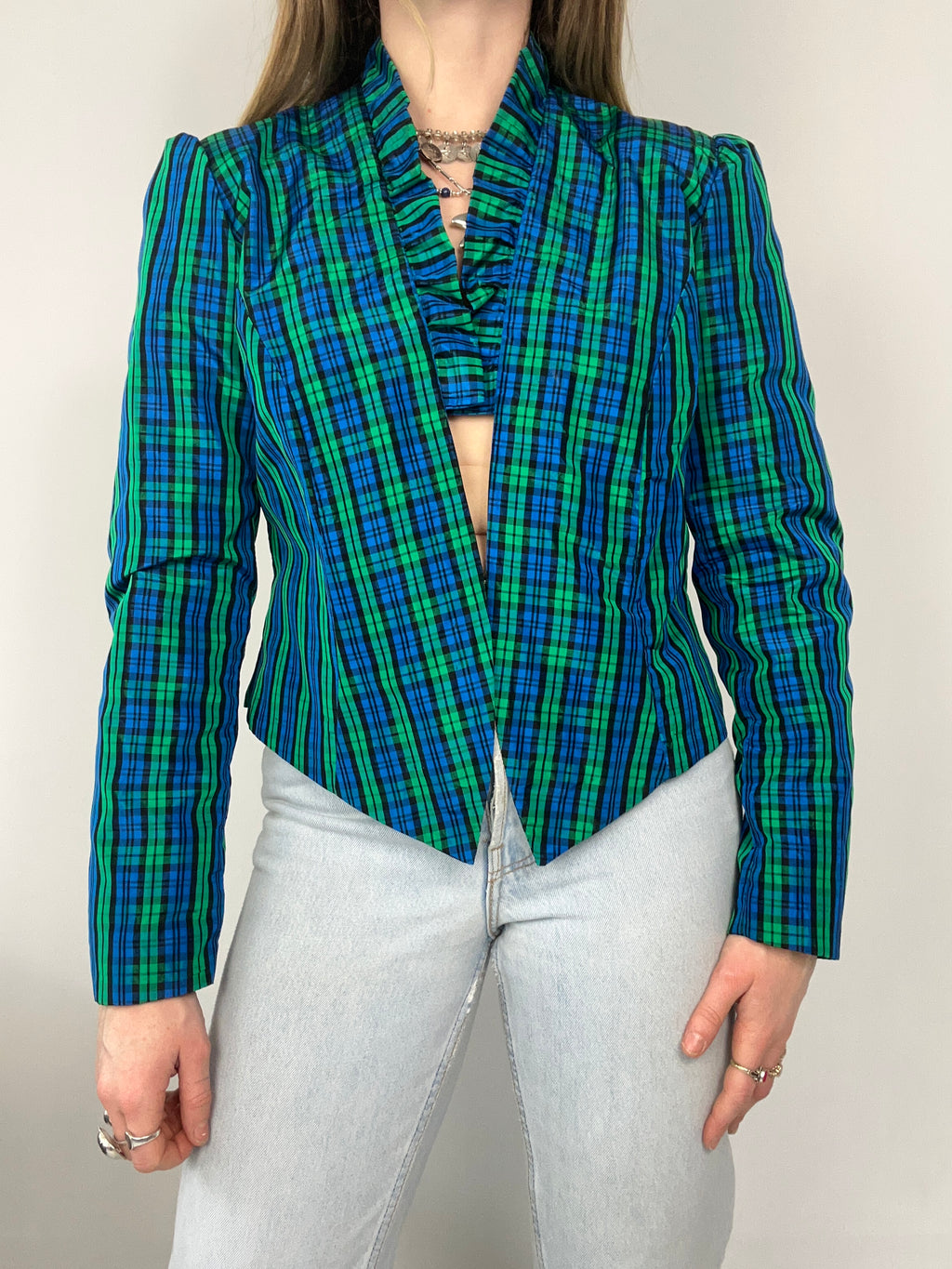 Tartan 80's Cropped Jacket Size 10