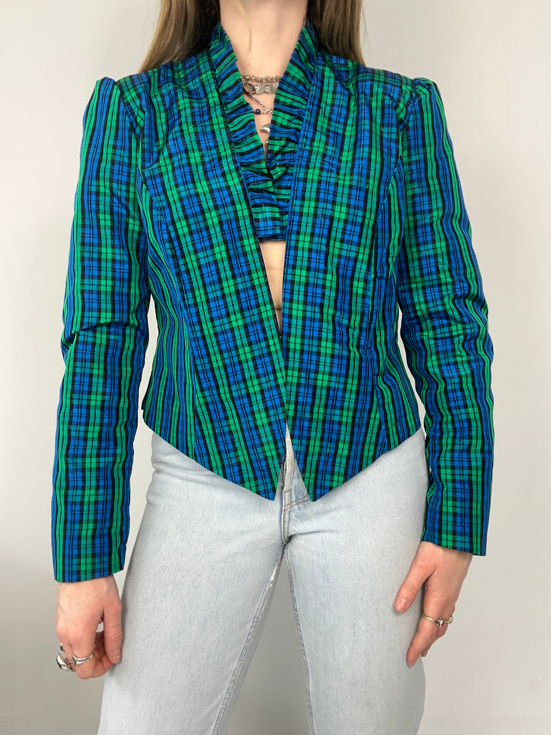 Tartan 80's Cropped Jacket Size 10