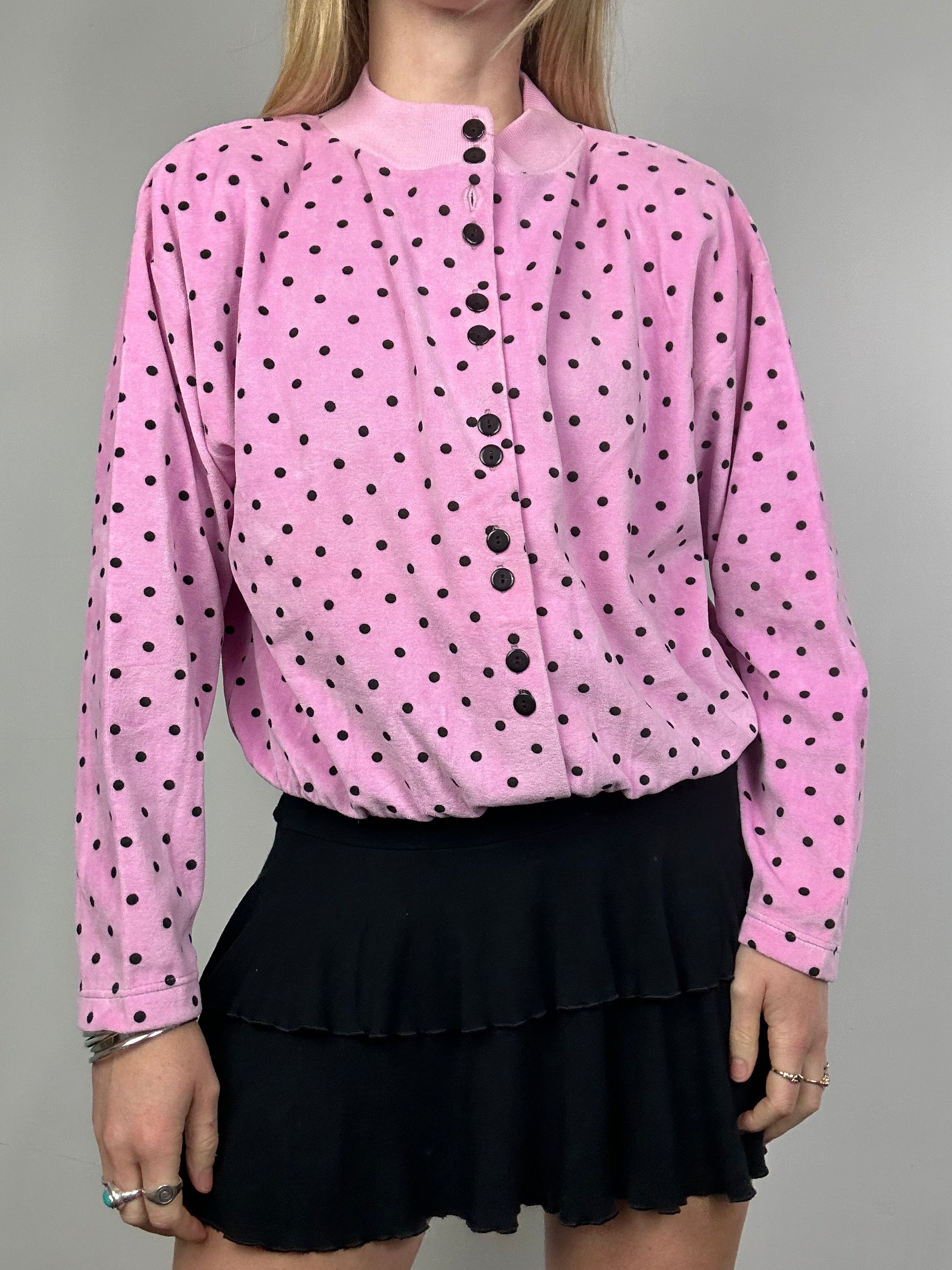 Pink 80's Velour Sweater size 10