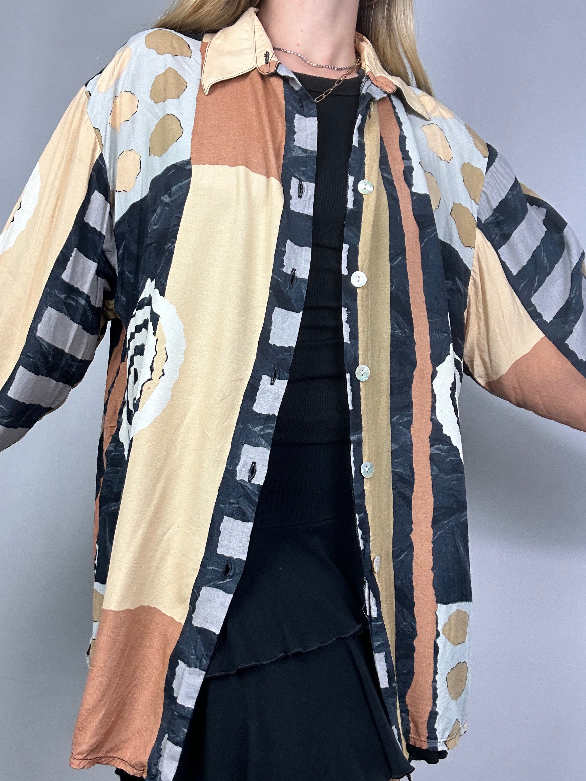 Swirl print 80's Shirt Size L