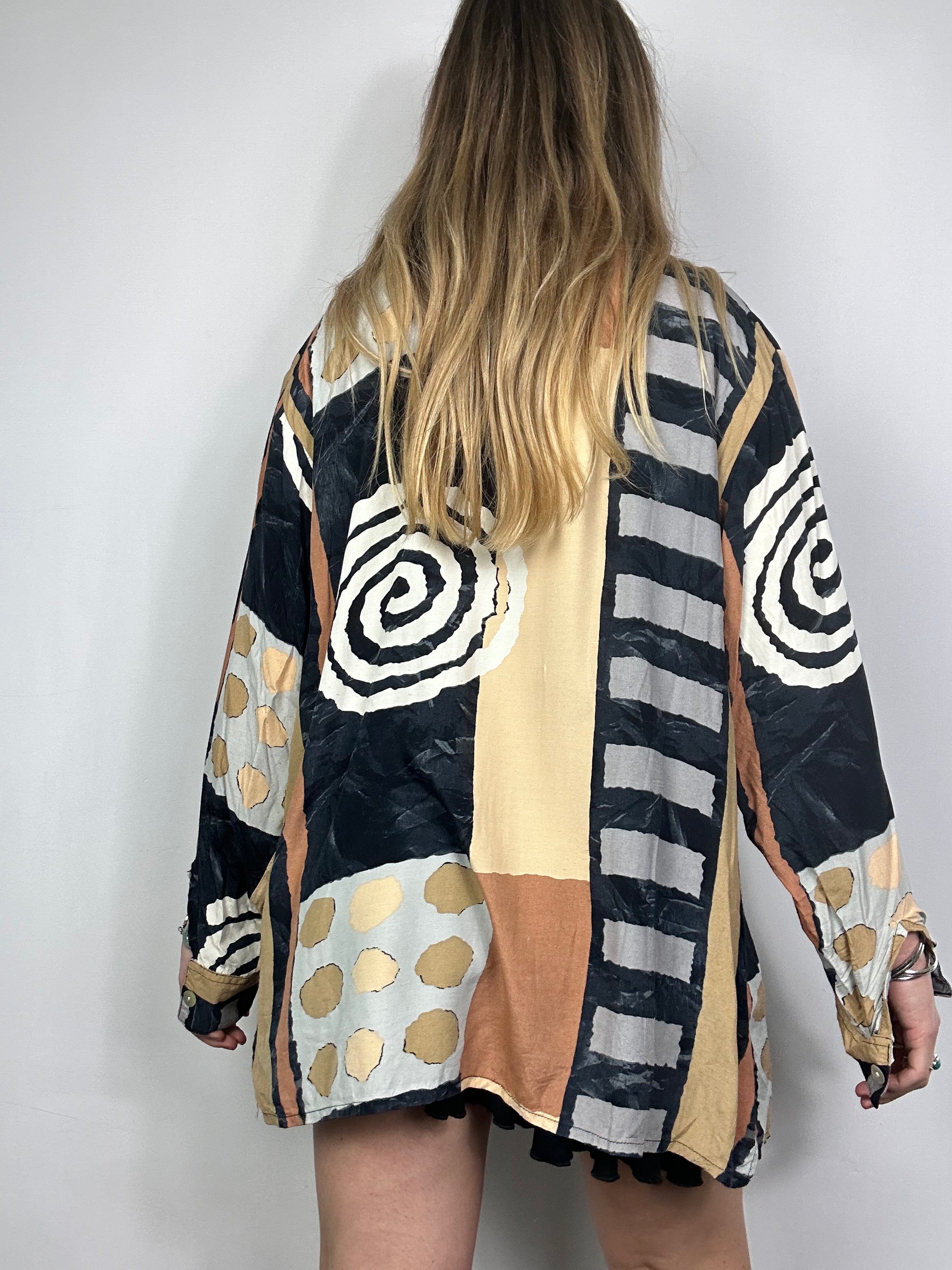 Swirl print 80's Shirt Size L