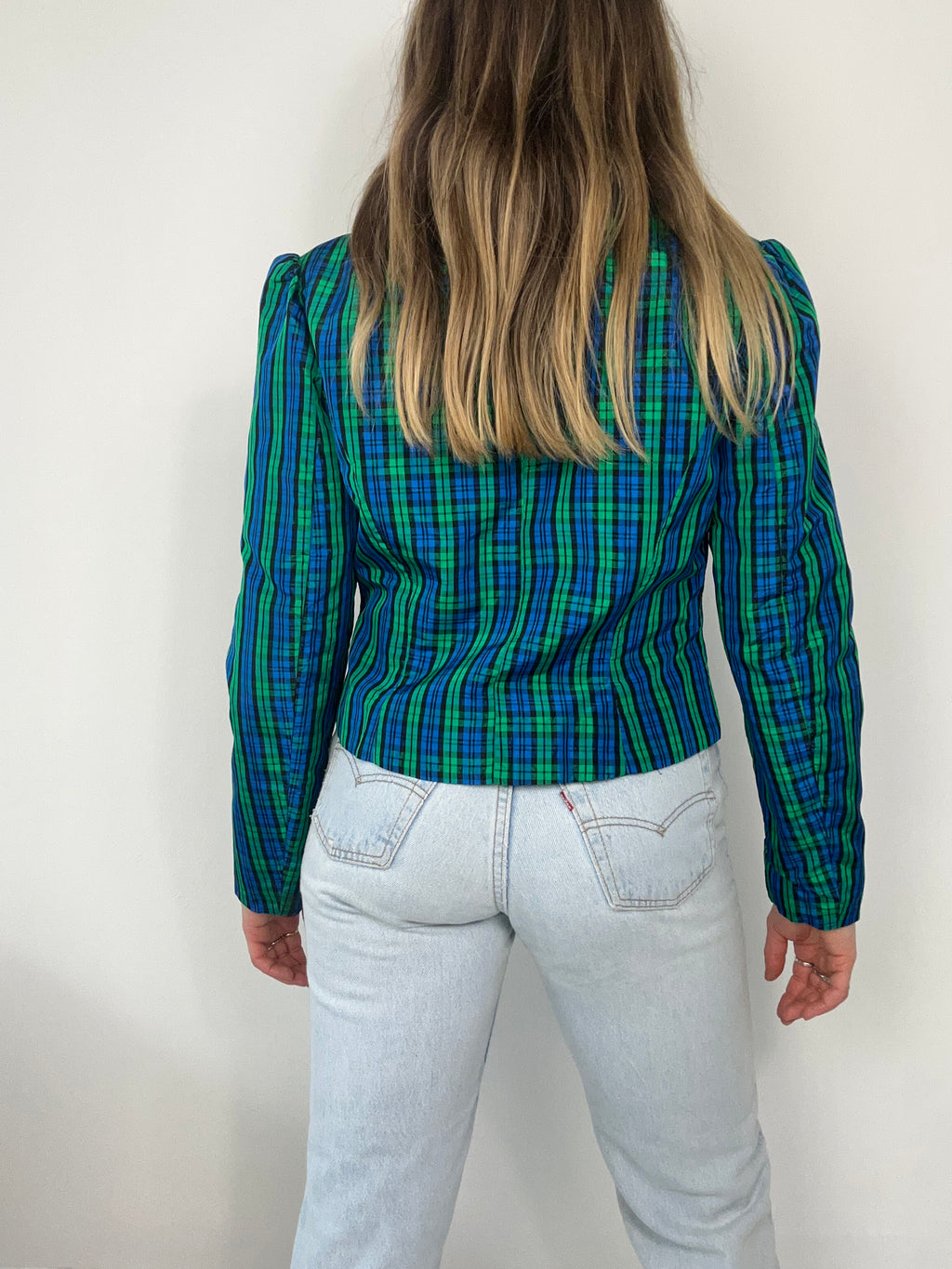 Tartan 80's Cropped Jacket Size 10