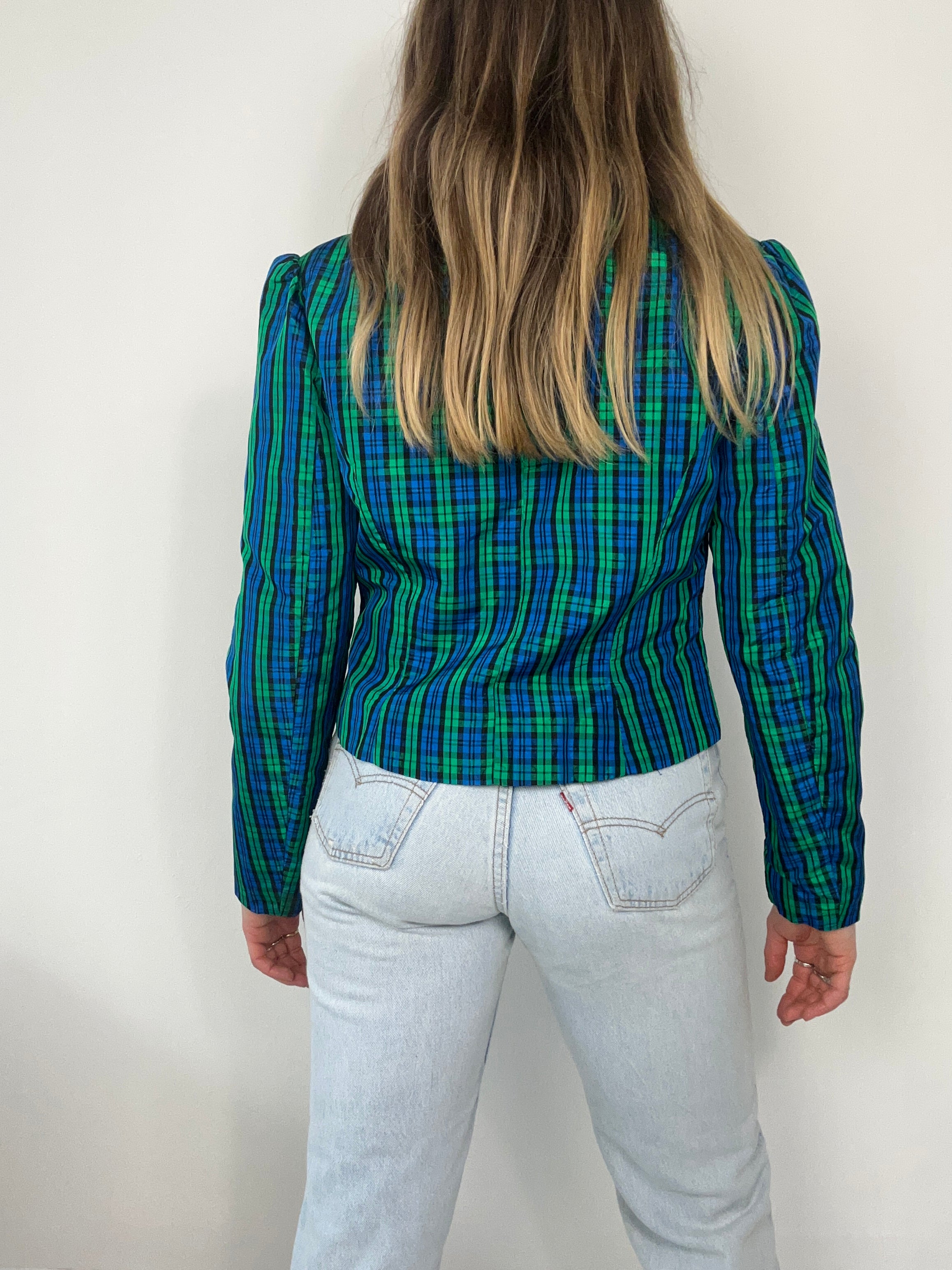 Tartan 80's Cropped Jacket Size 10