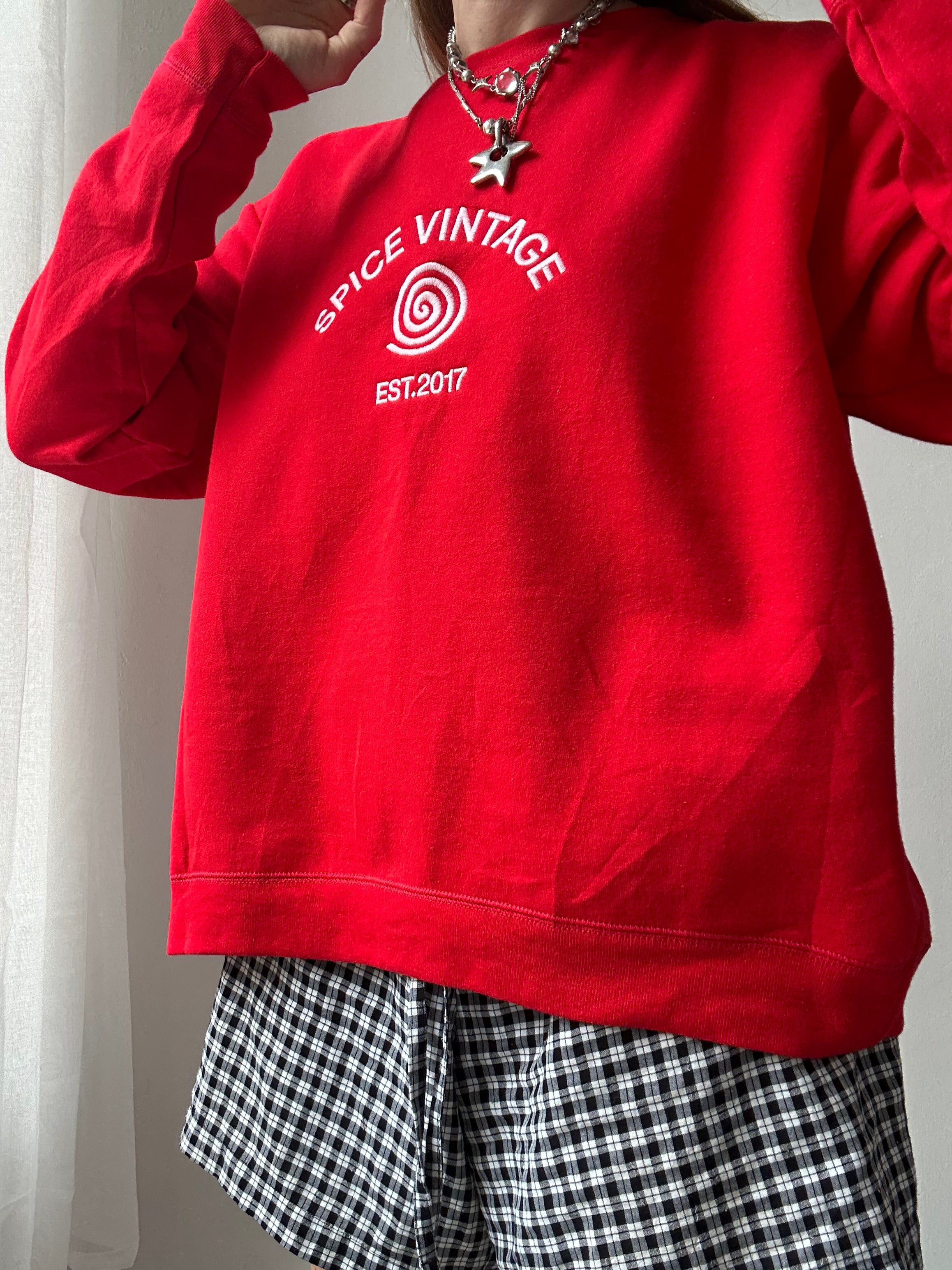 Red Spice Spiral Sweater Size M