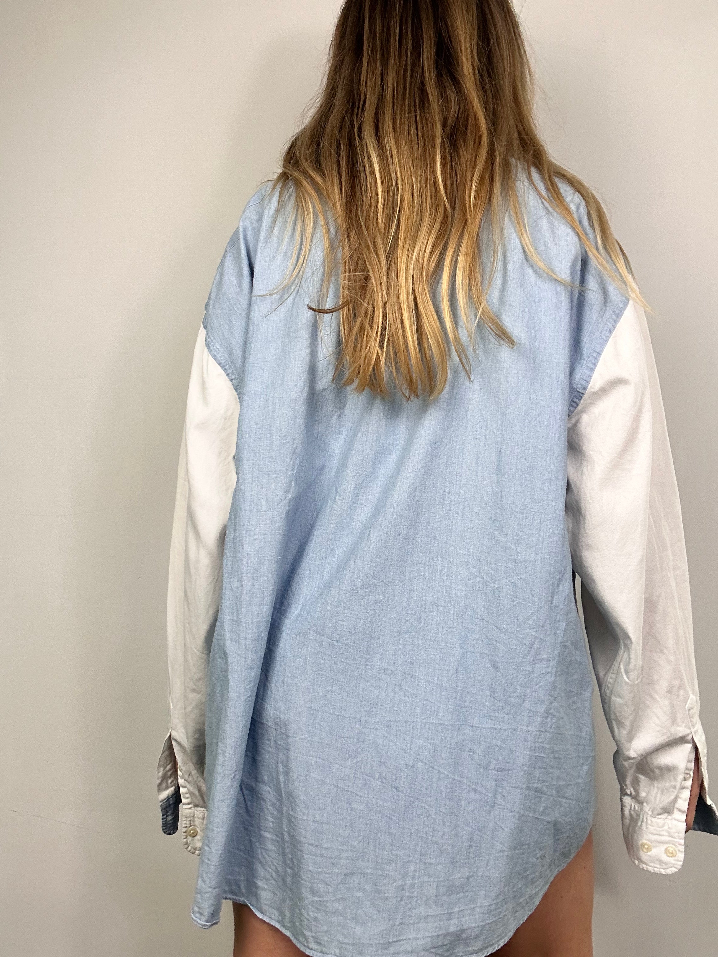 Denim Contrast Sleeve 90's Shirt Size XL