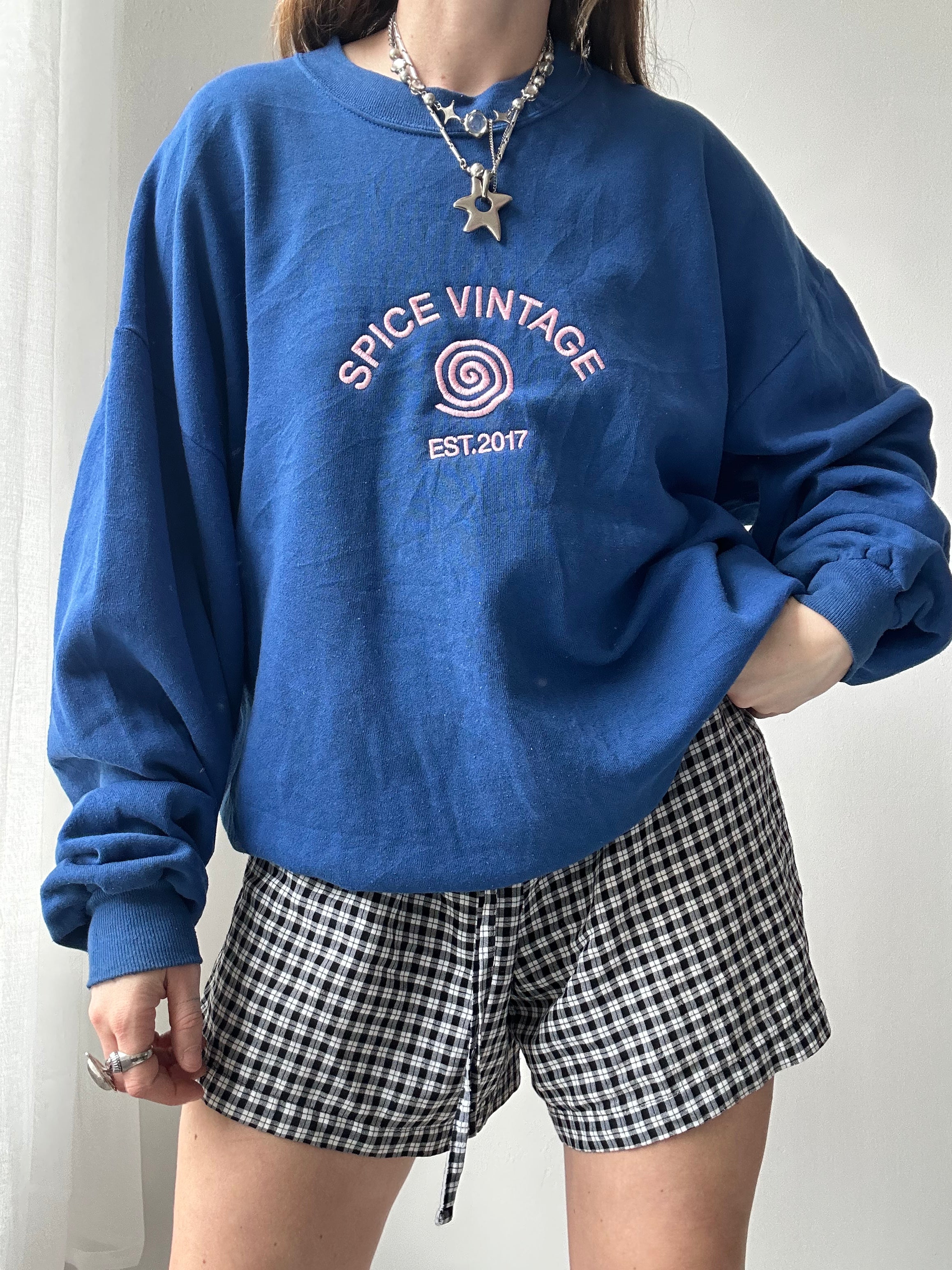 Blue Spice Spiral Sweater Size L