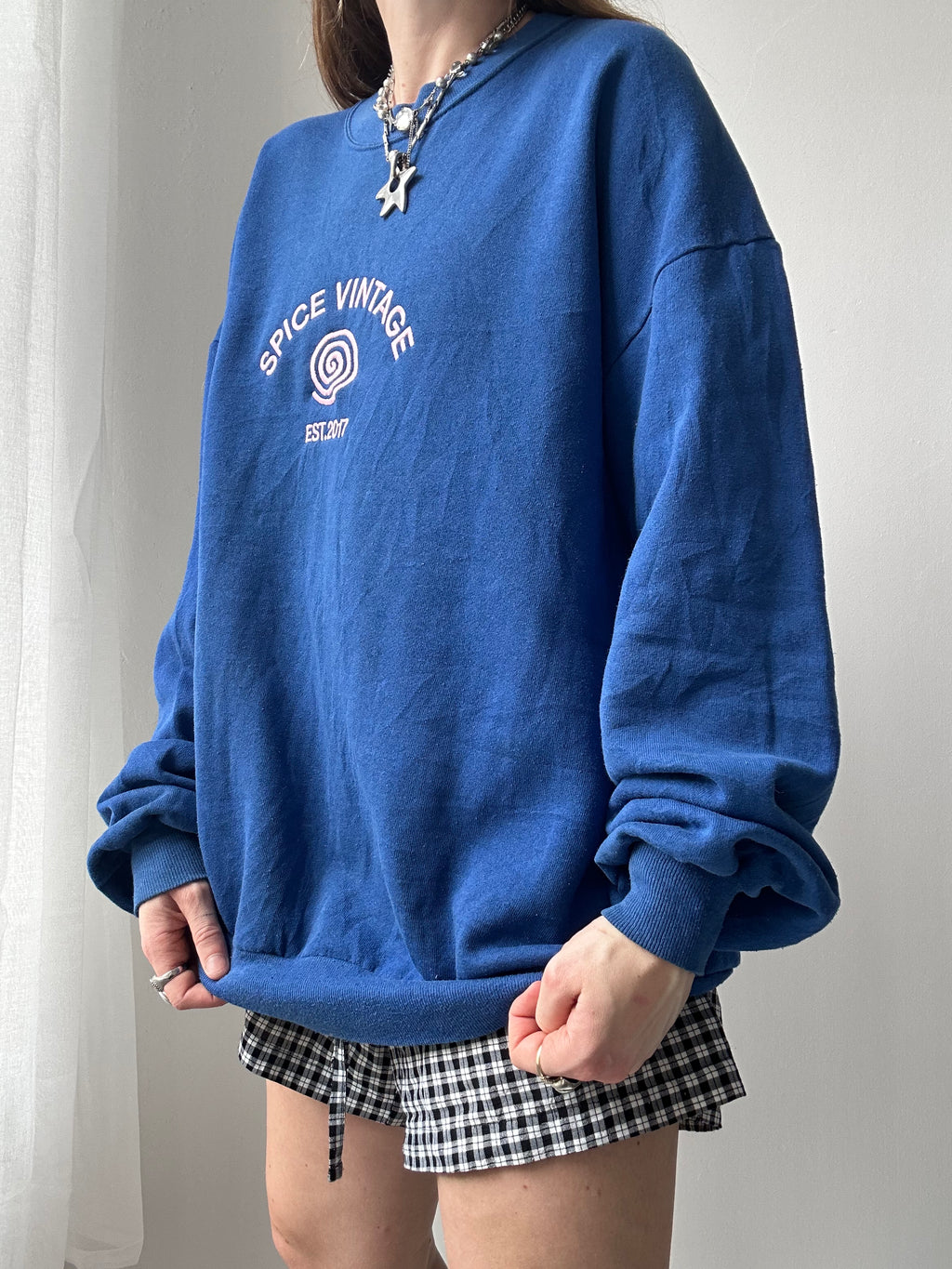 Blue Spice Spiral Sweater Size L
