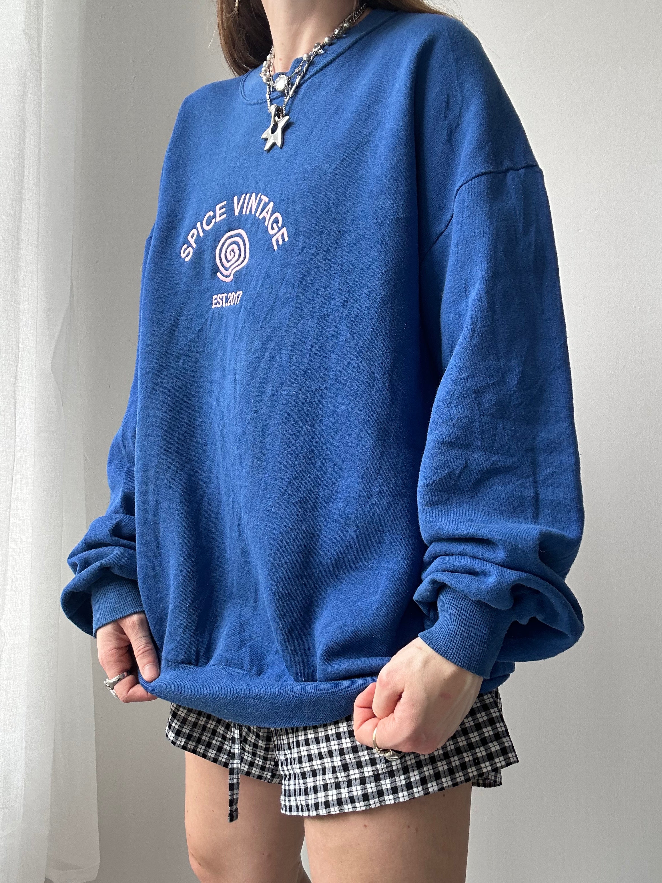 Blue Spice Spiral Sweater Size L