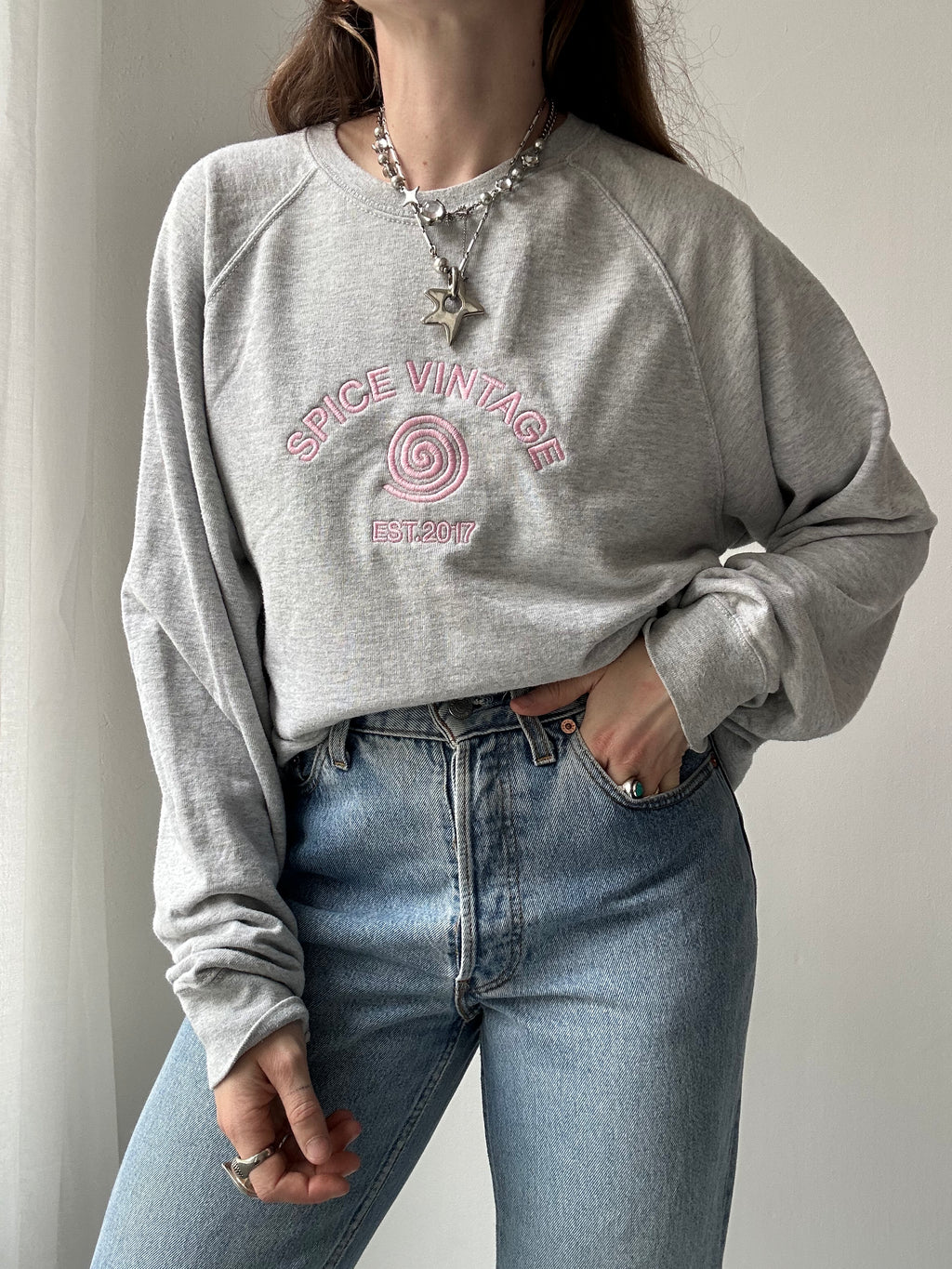 Grey Spice Spiral Sweater Size M