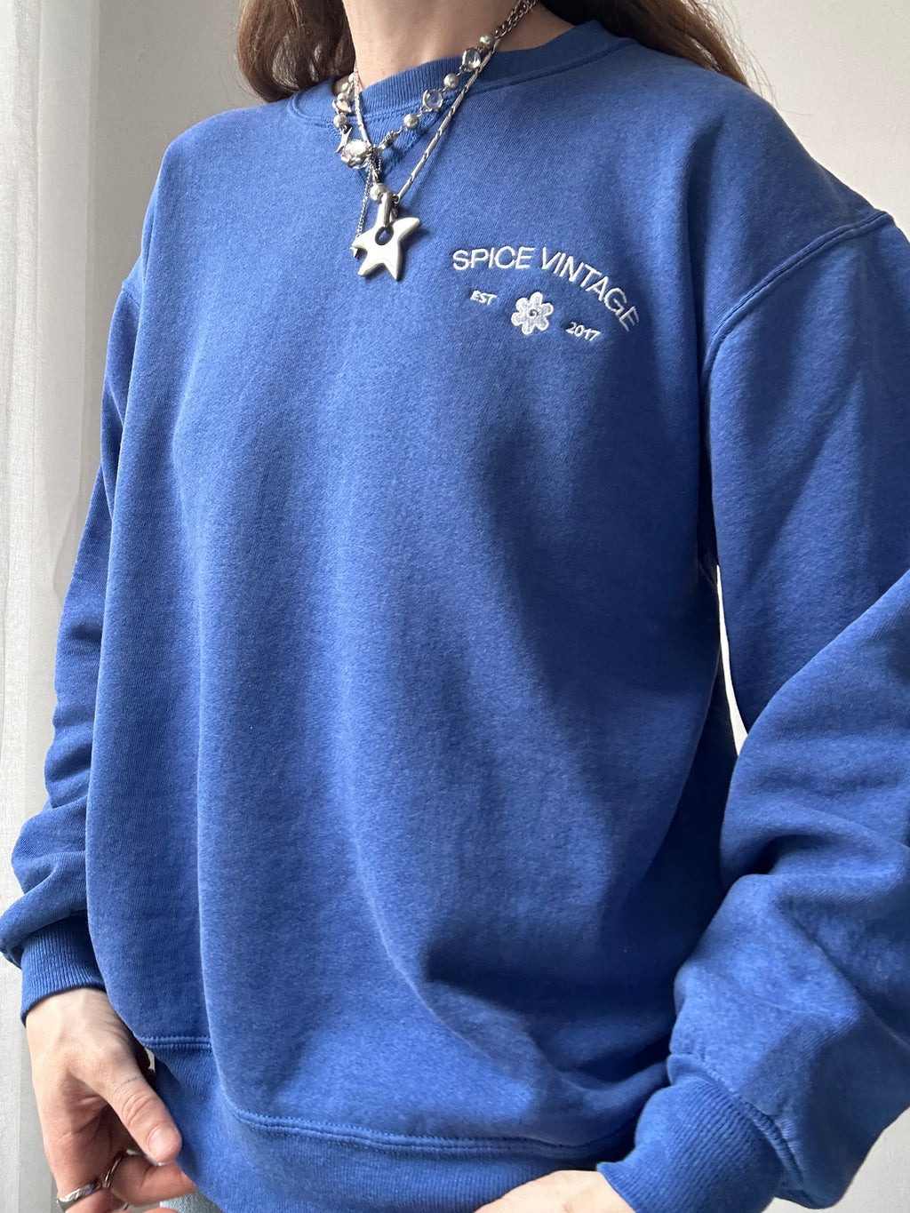 Blue SPice Spiral Sweater Size S/M
