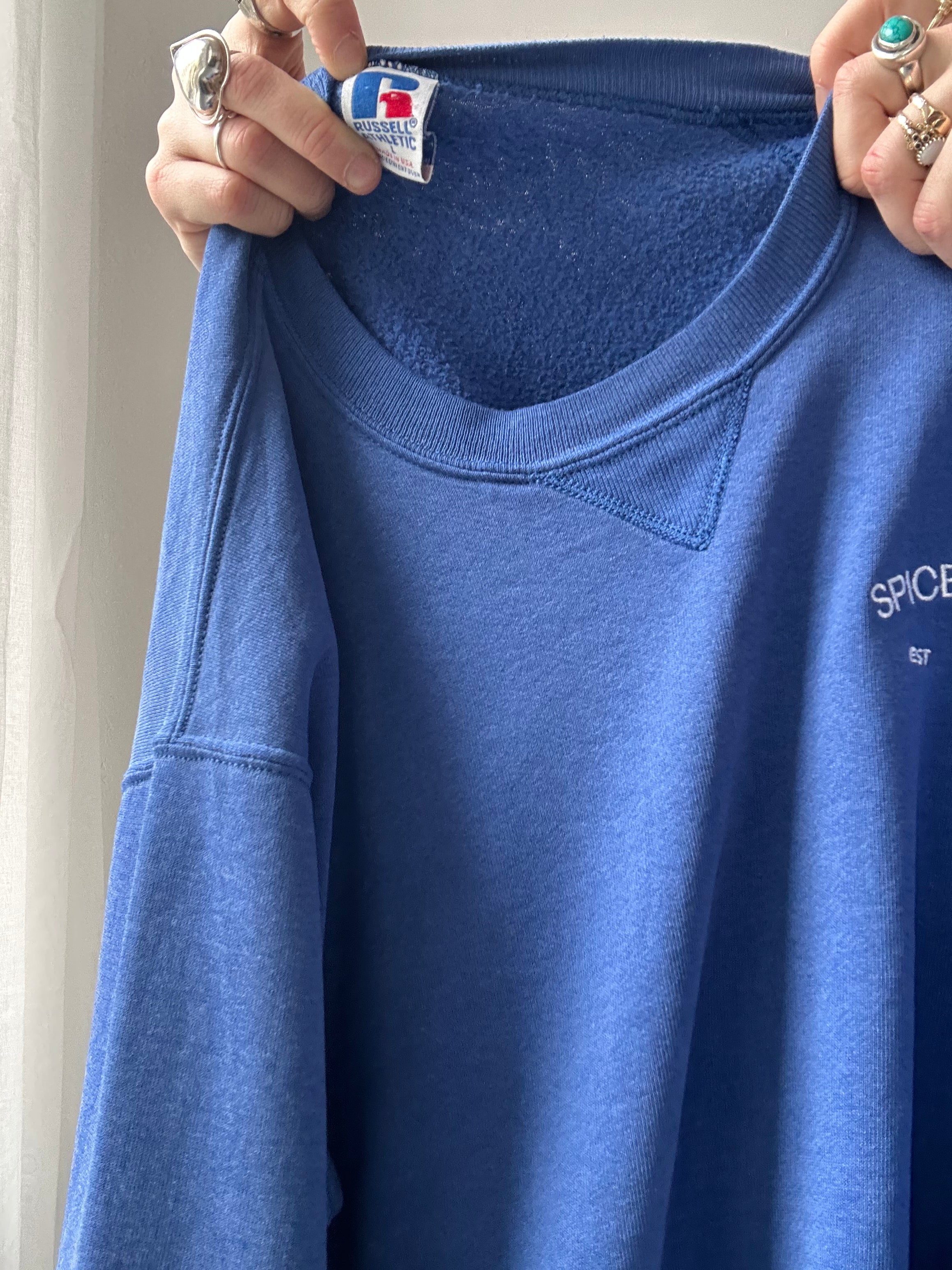 Blue SPice Spiral Sweater Size S/M