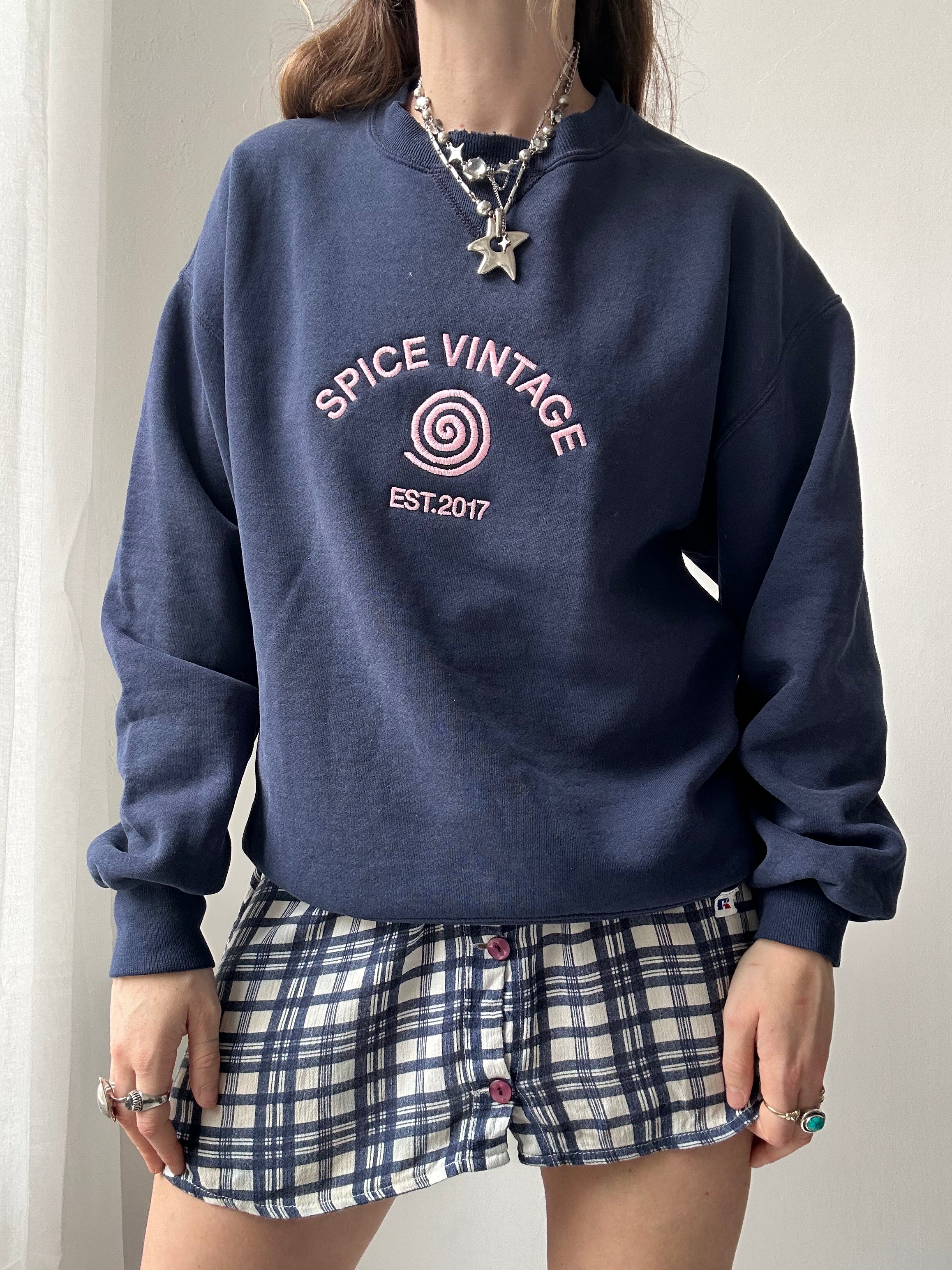 Navy Spice Spiral sweater Size M