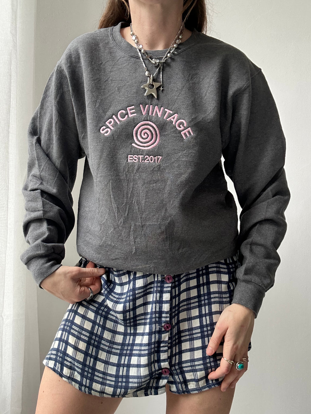Grey Spice Spiral Sweater Size S