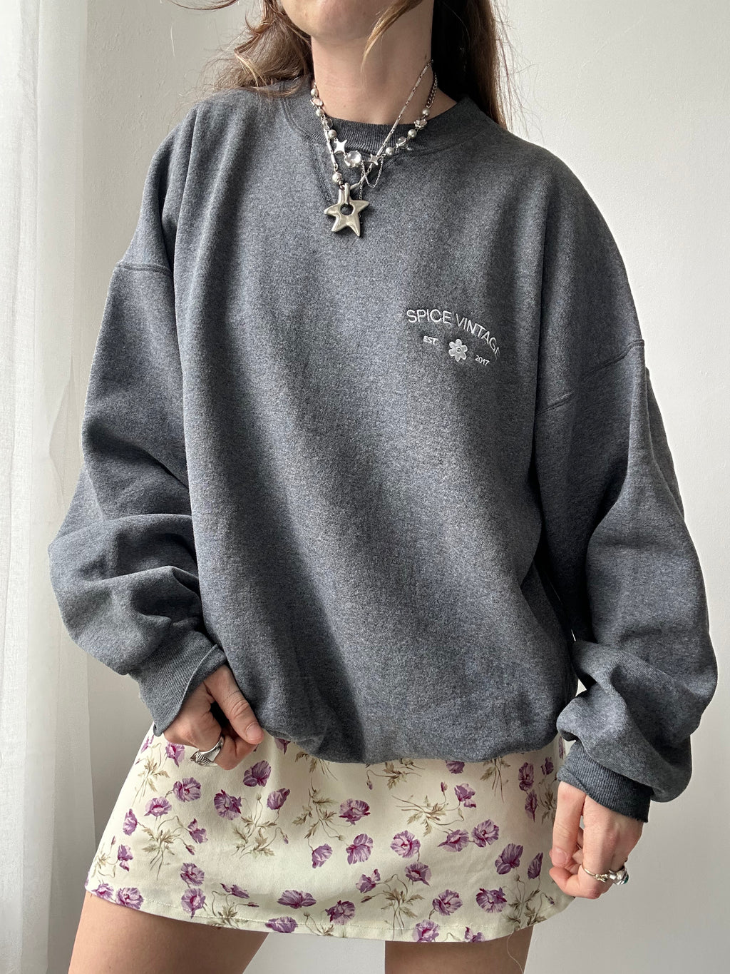Spice Spiral Grey Sweater Size Xl