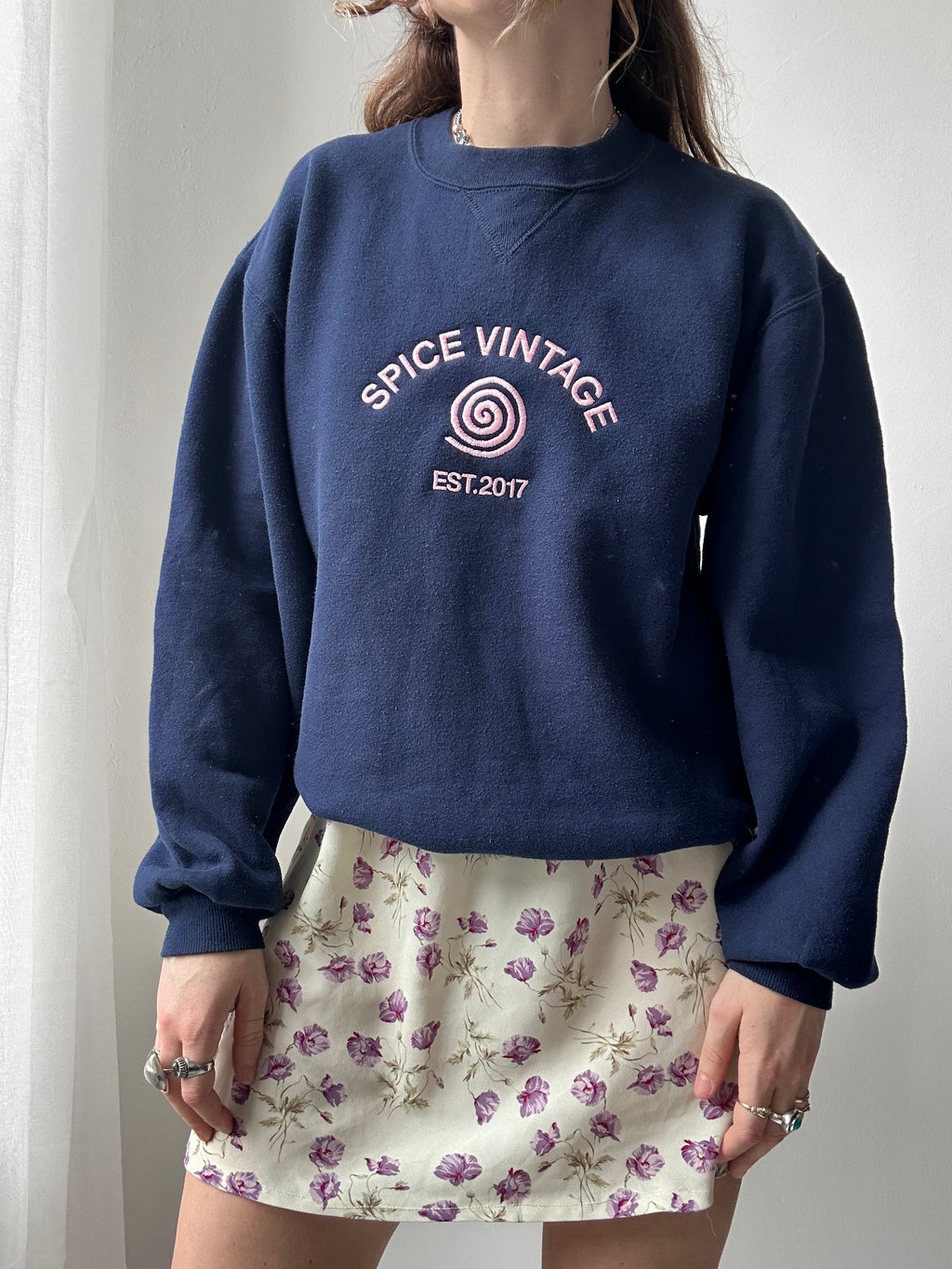 Navy Spice Spiral Sweater Size S/M