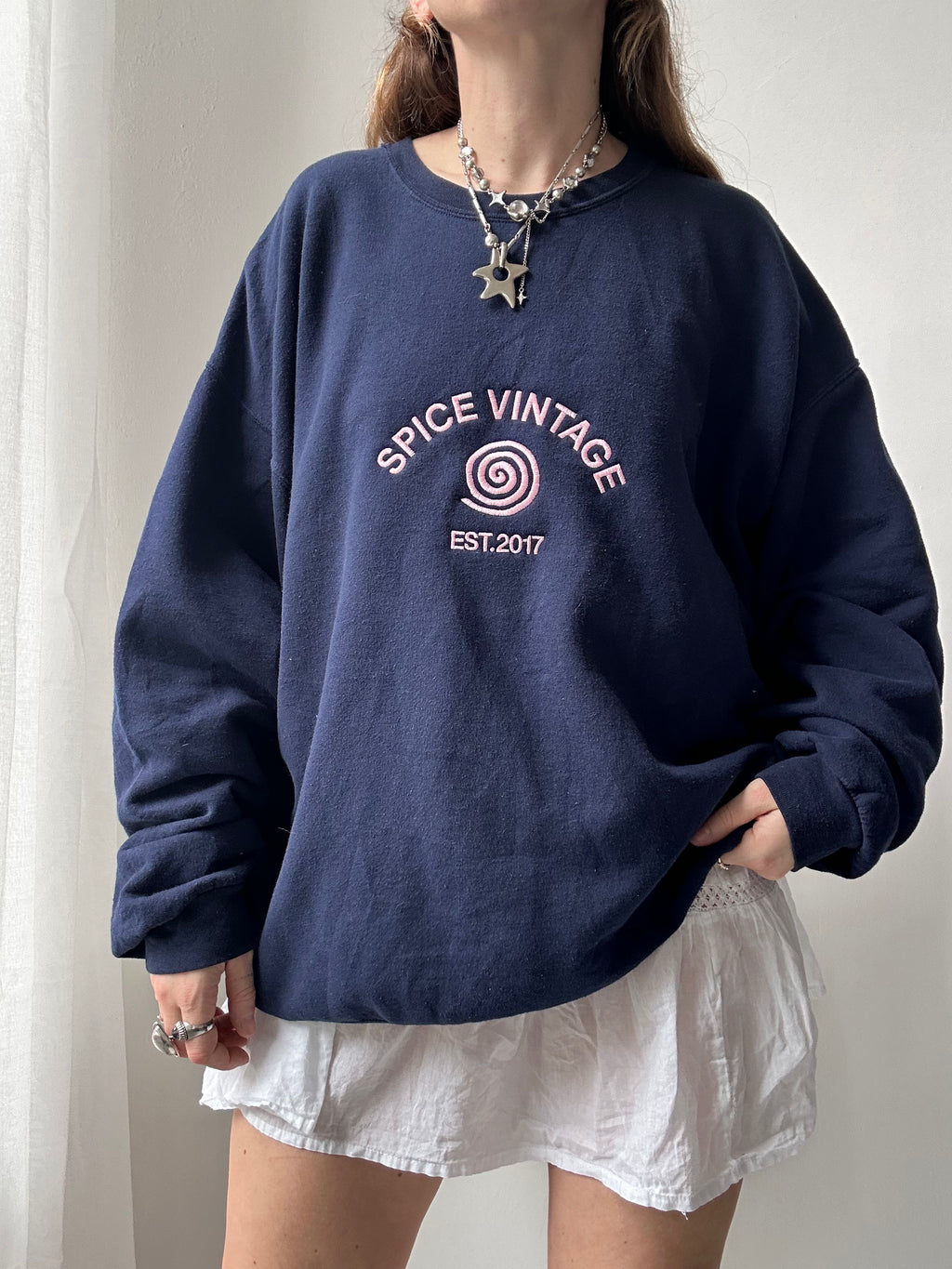 Navy Spice Spiral Sweater Size Xl