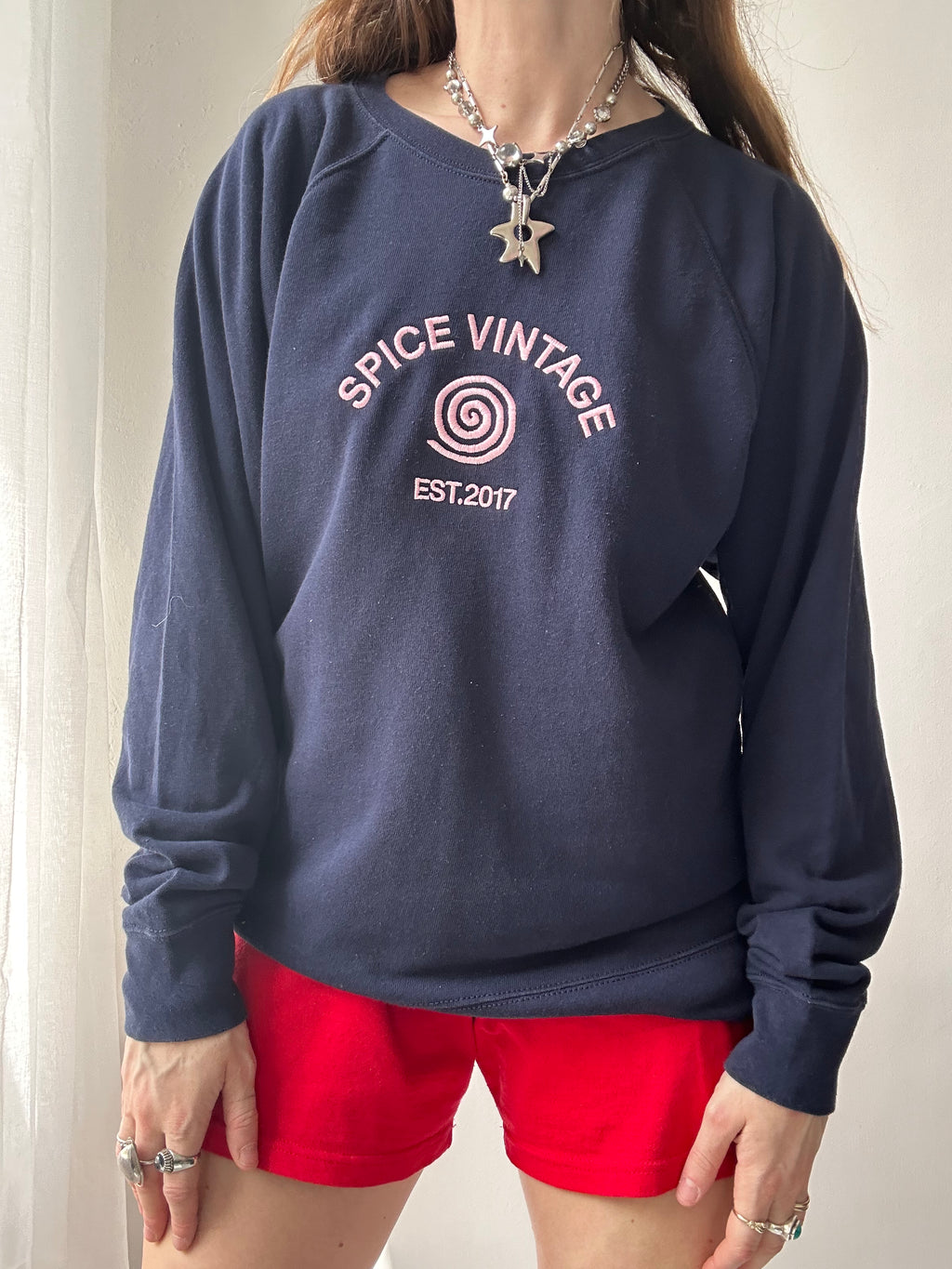 Navy Spice Spiral Sweater Sie S/M