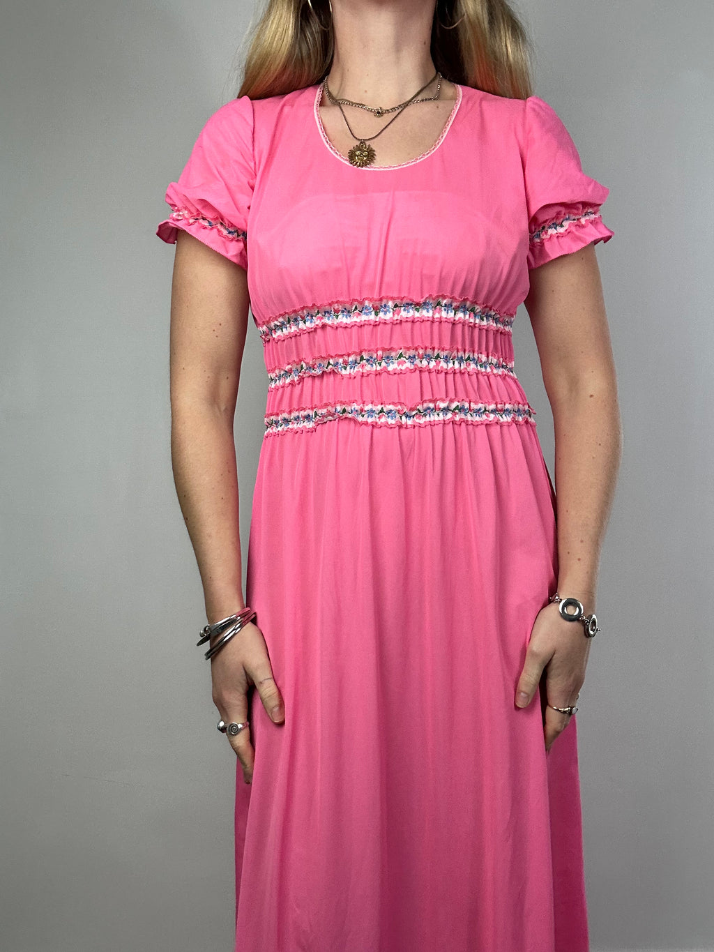 1970's Pink Maxi Dress Size 10