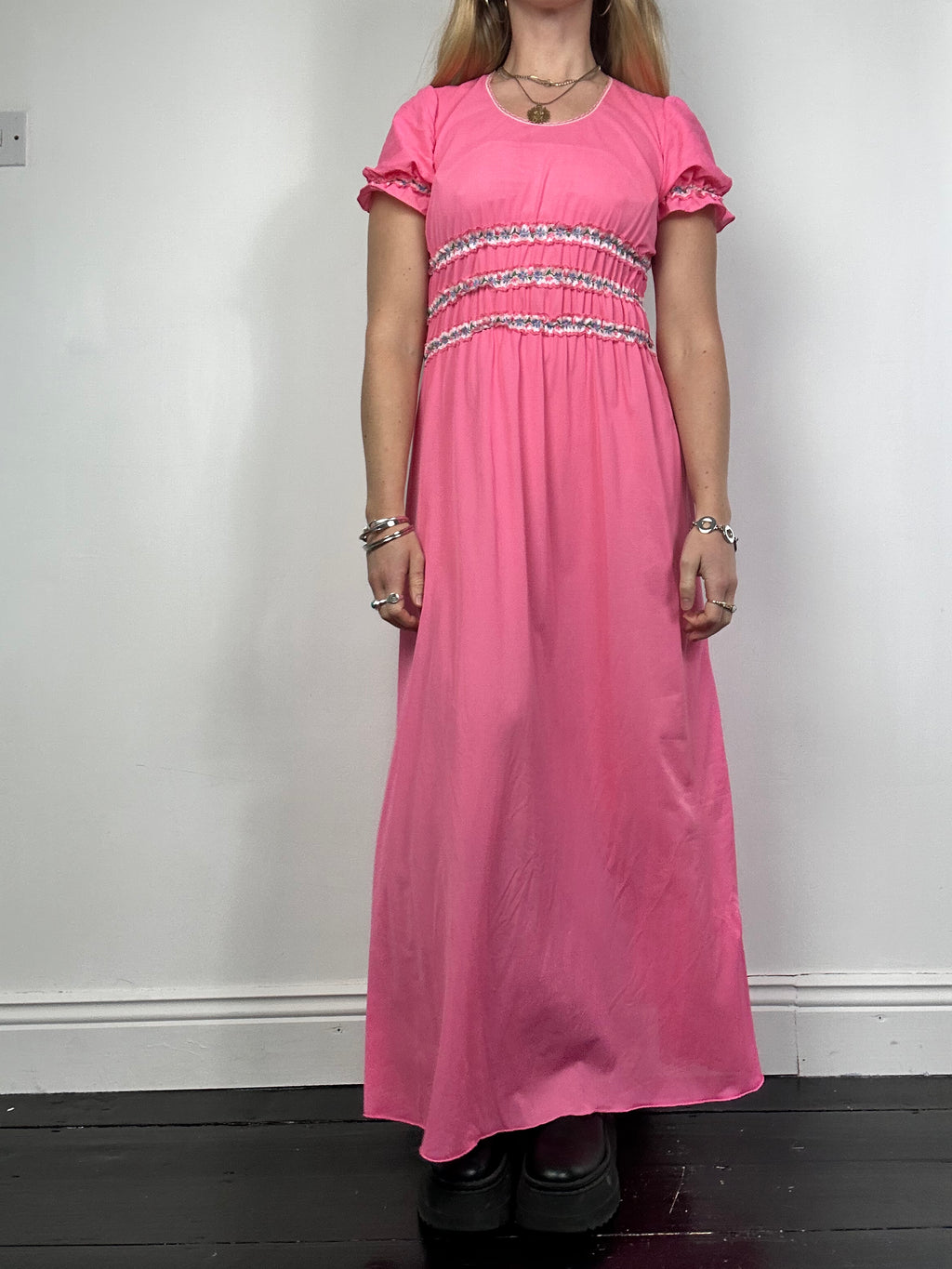 1970's Pink Maxi Dress Size 10
