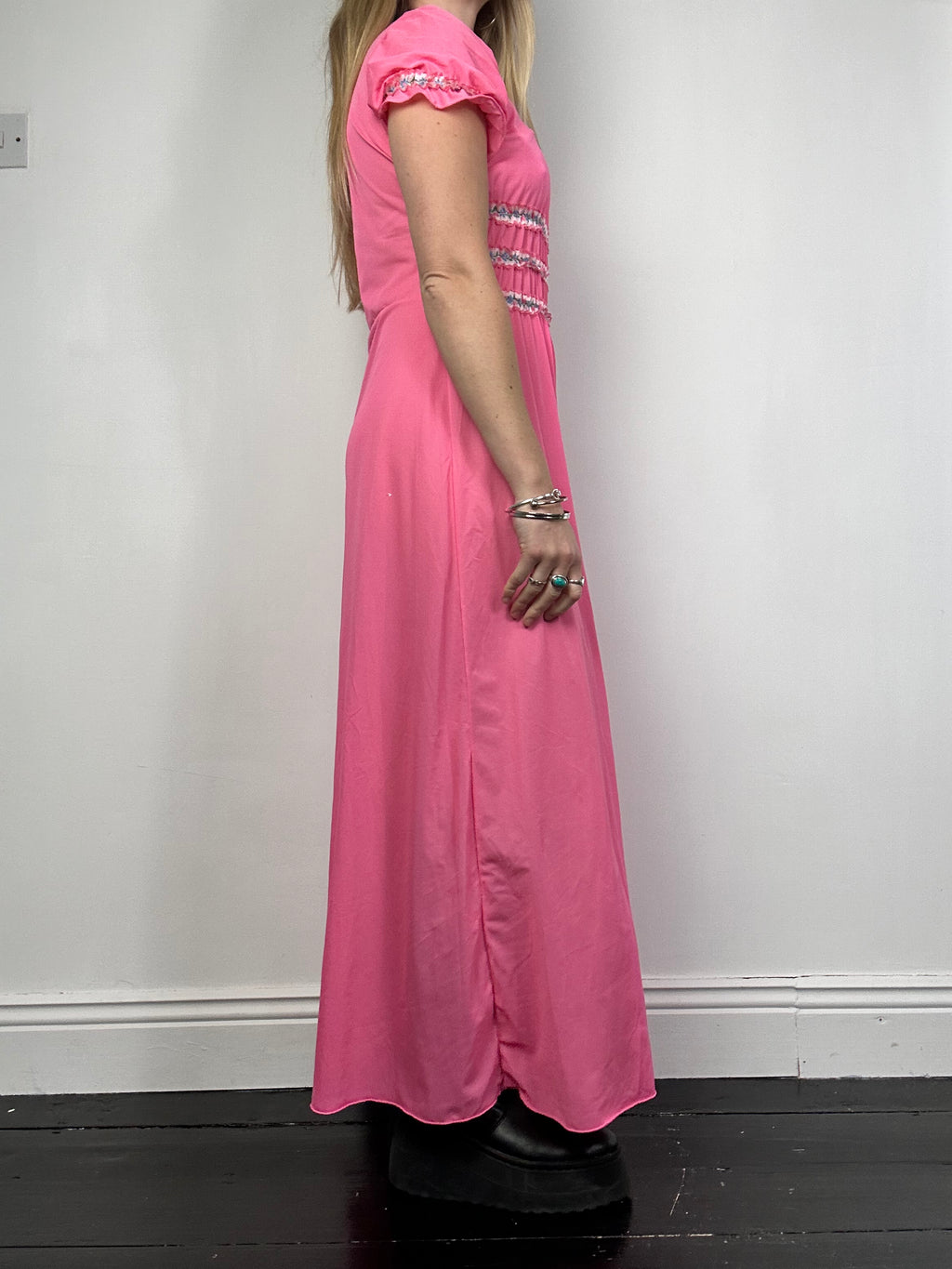 1970's Pink Maxi Dress Size 10