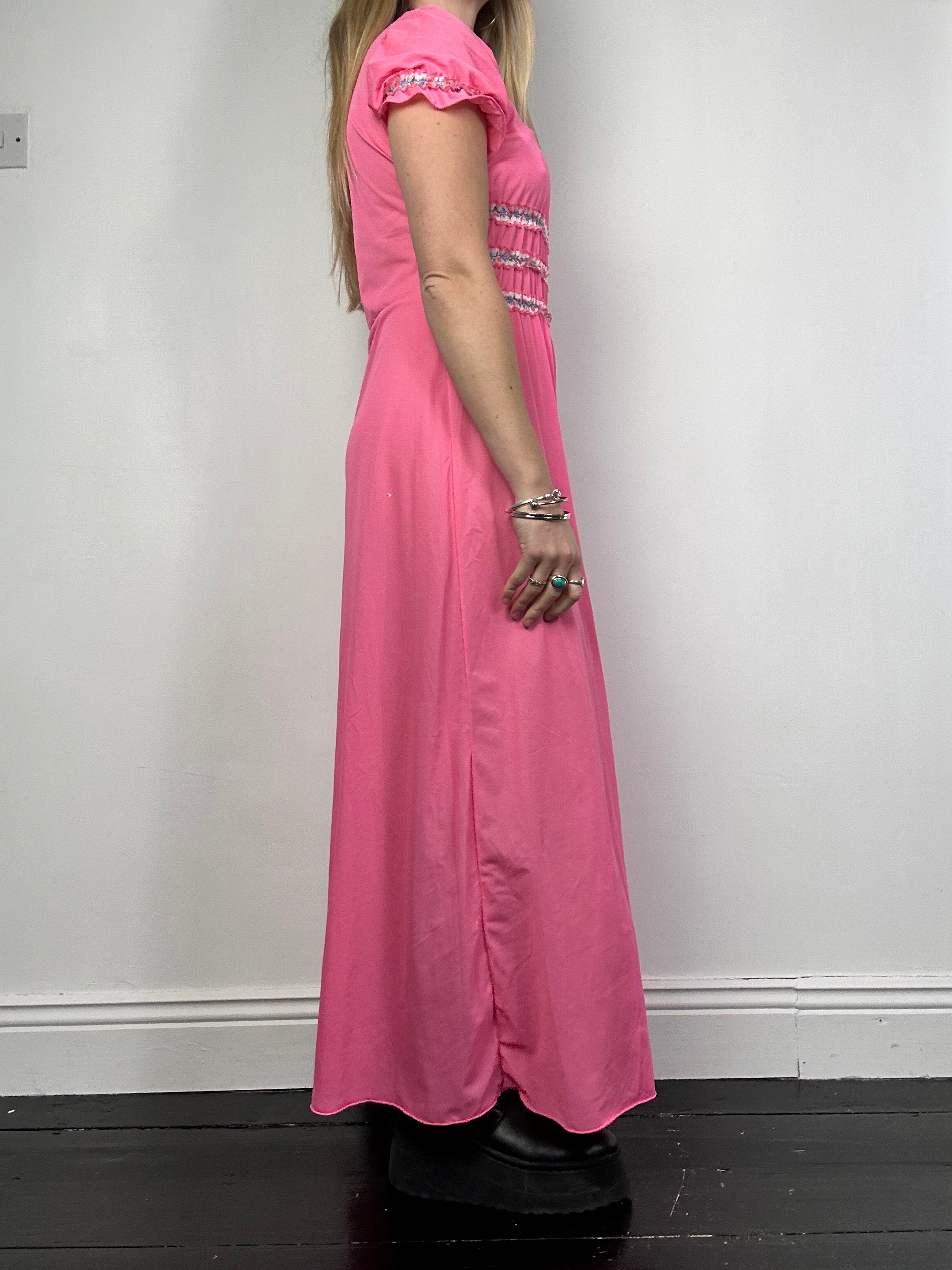 1970's Pink Maxi Dress Size 10