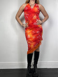 Orange mesh Asymetrical Dress Size S