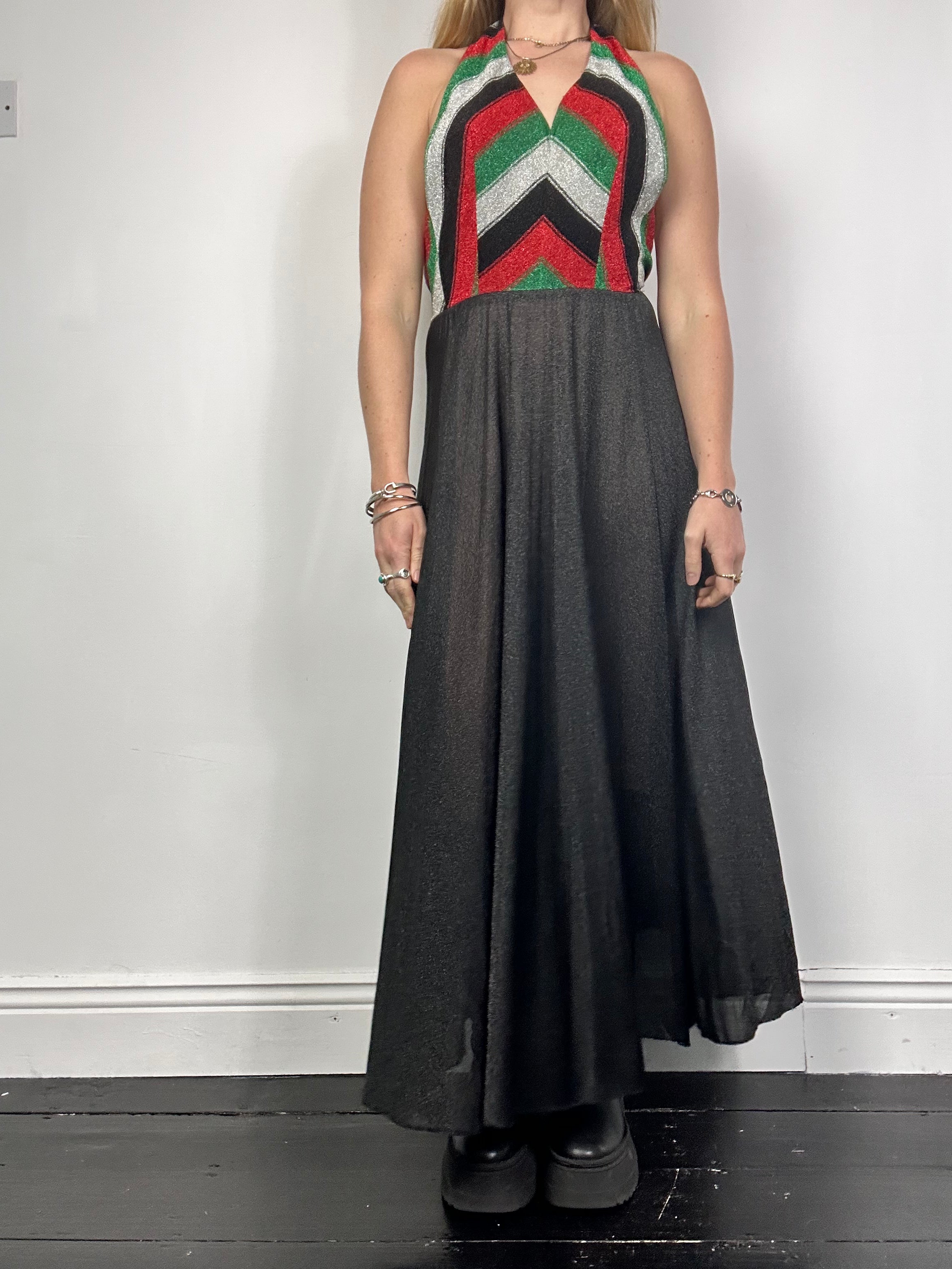Lurex 1970's Maxi Dress Size 8