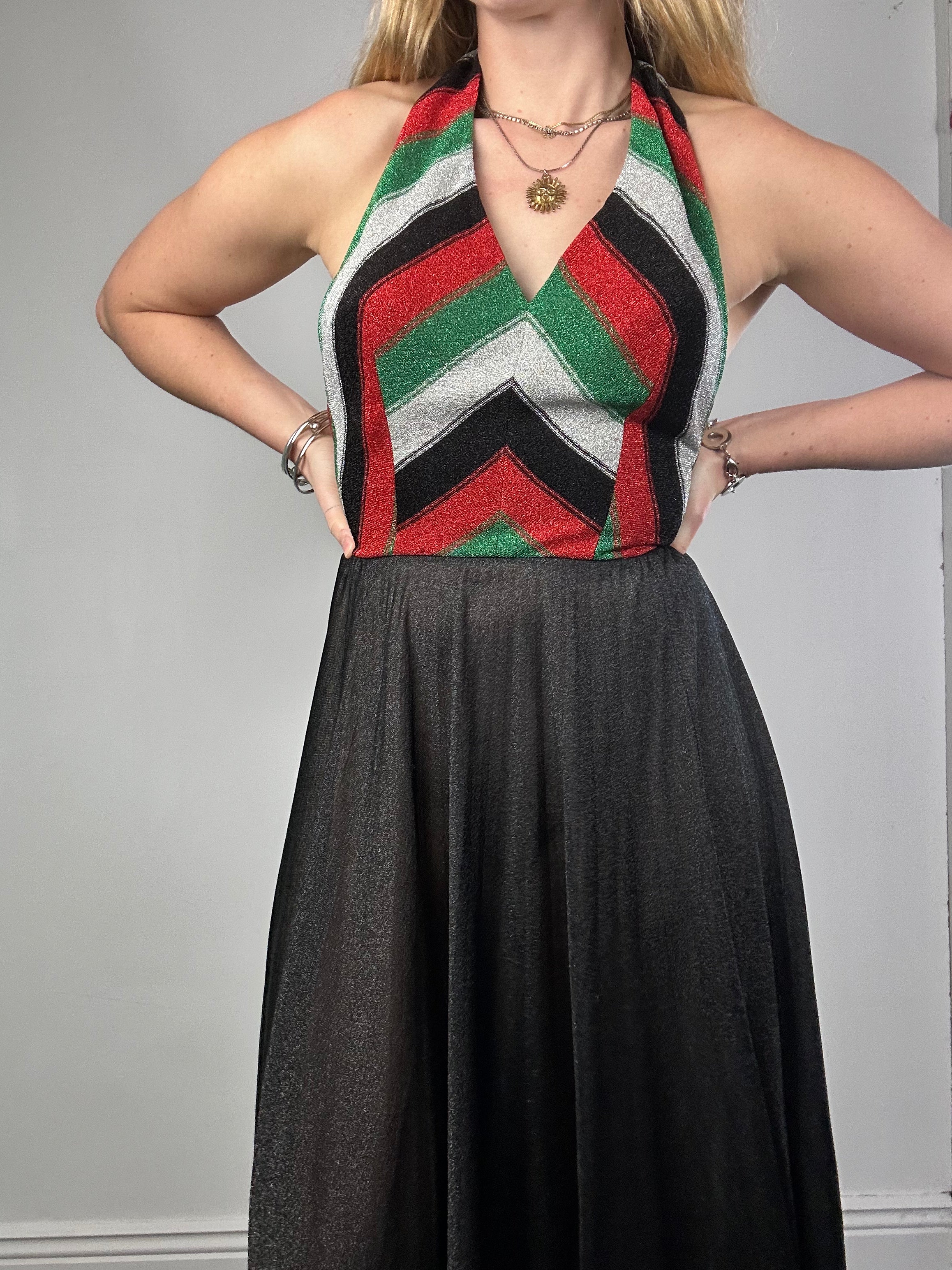 Lurex 1970's Maxi Dress Size 8