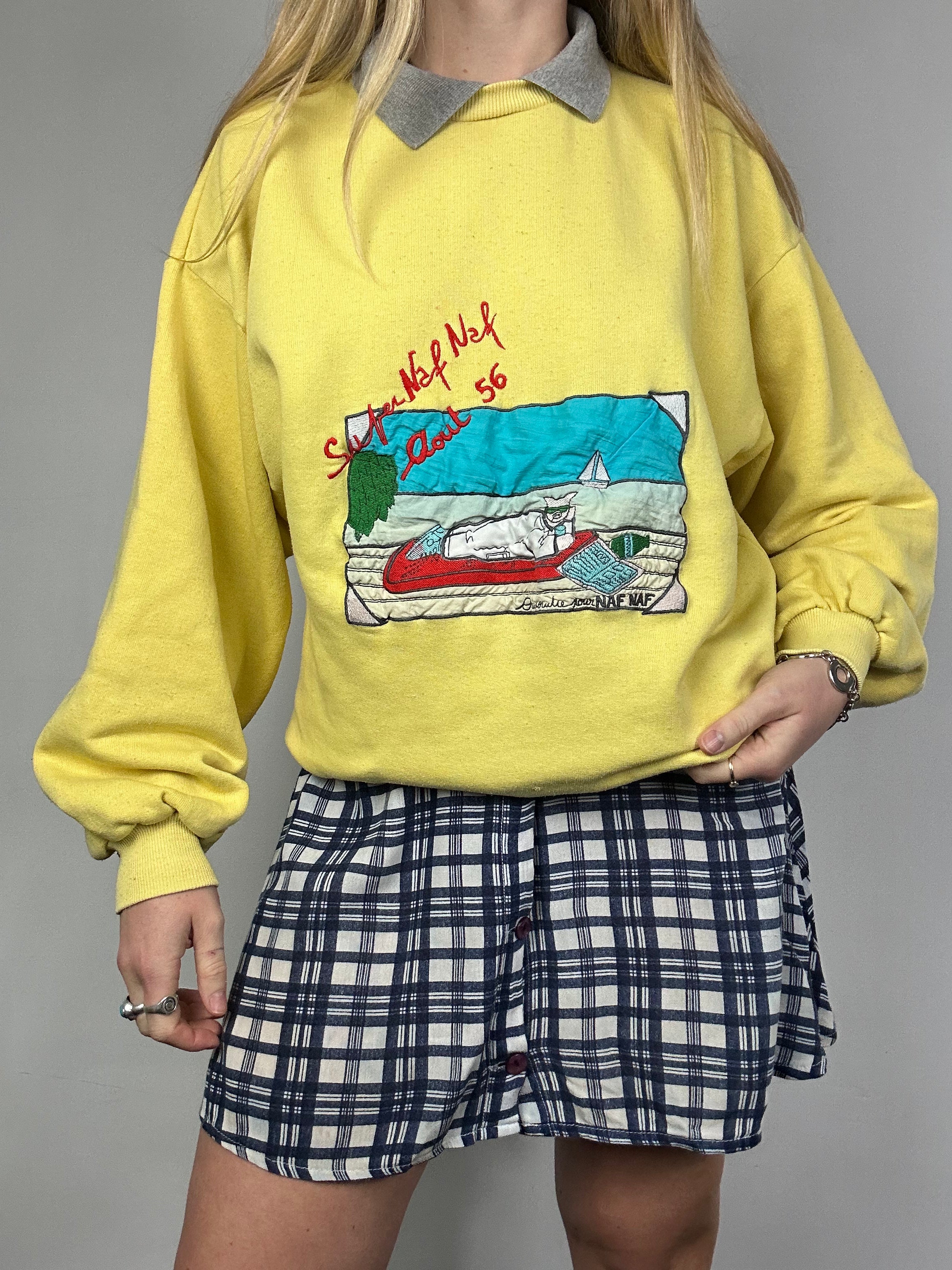 Naf Naf Pig Sunbathling 80's Sweater Size M
