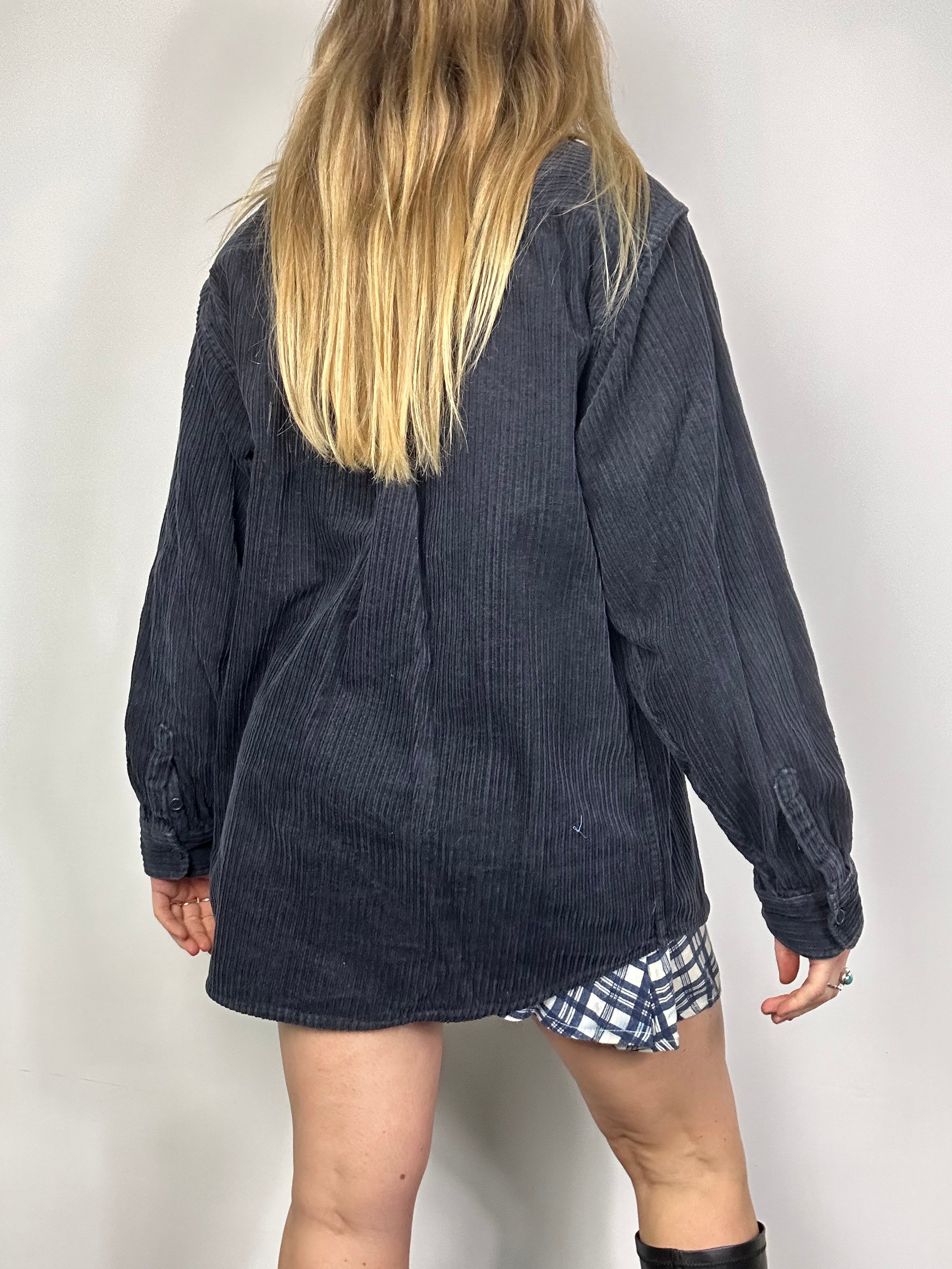 Navy Chunky Corduroy Shirt Size L