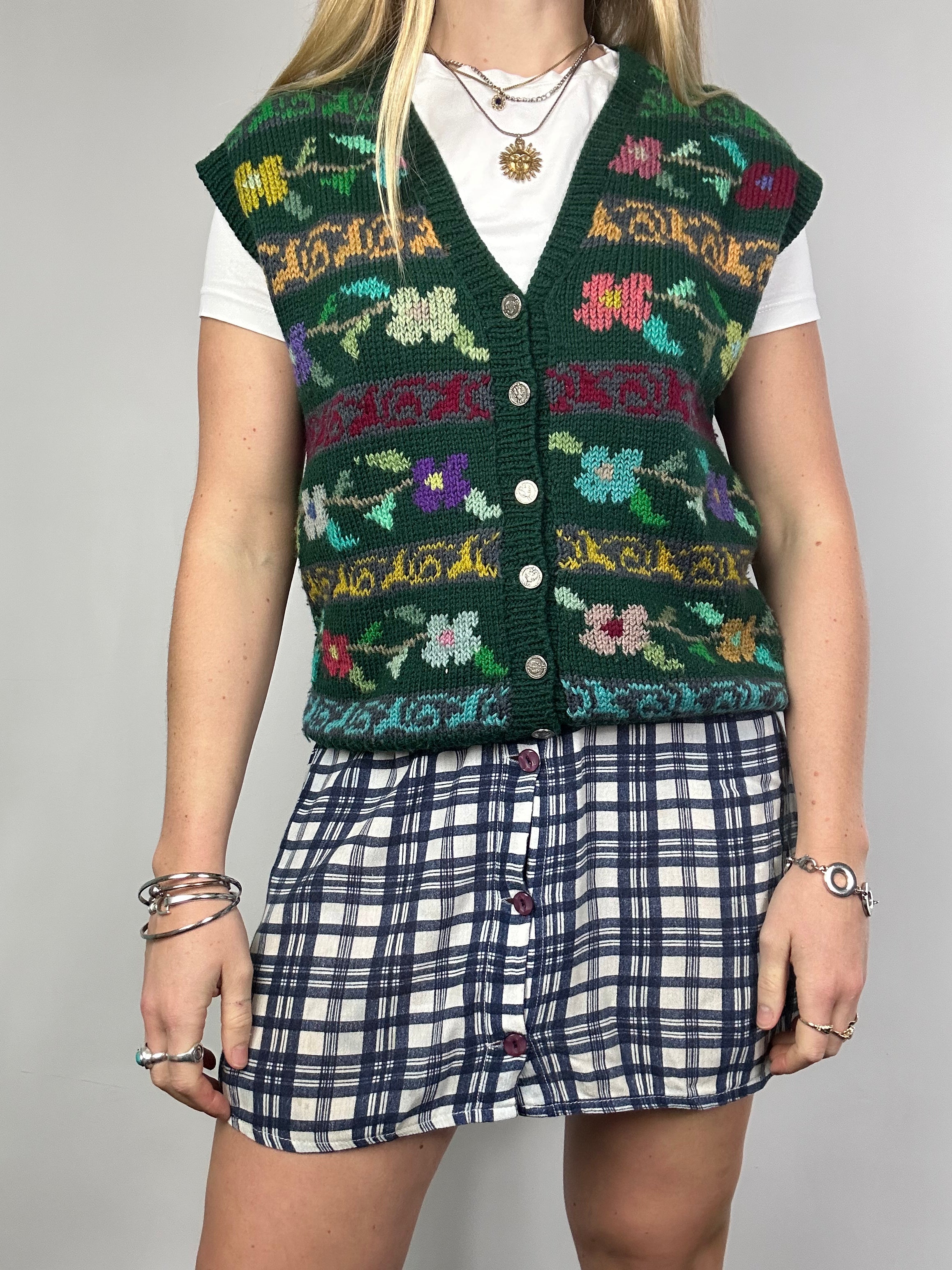 Floral Kitted Sweater Vest Size 10