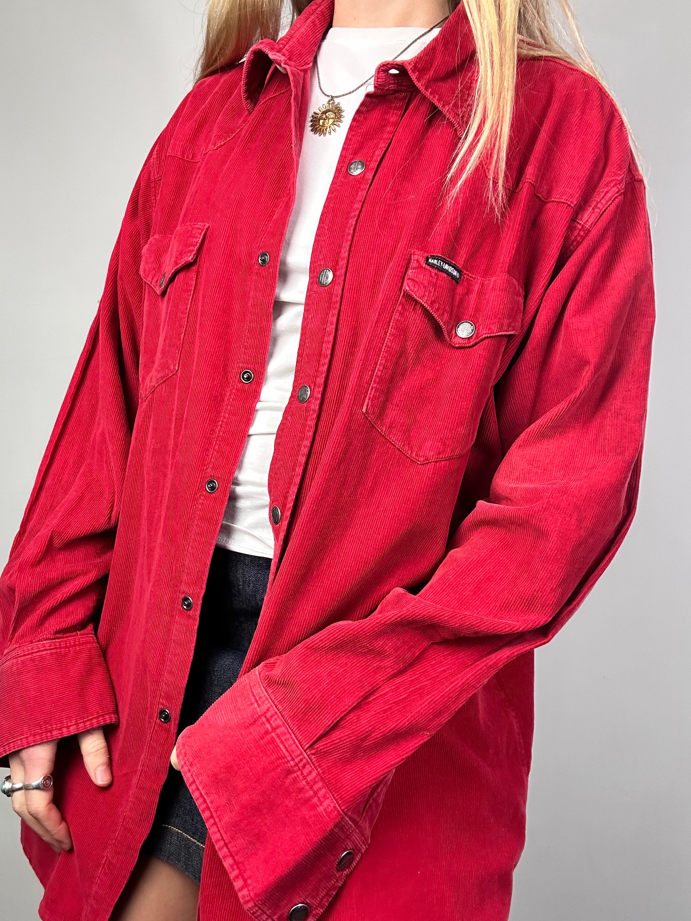Harley Davidson Red Cord Shirt Size Xl