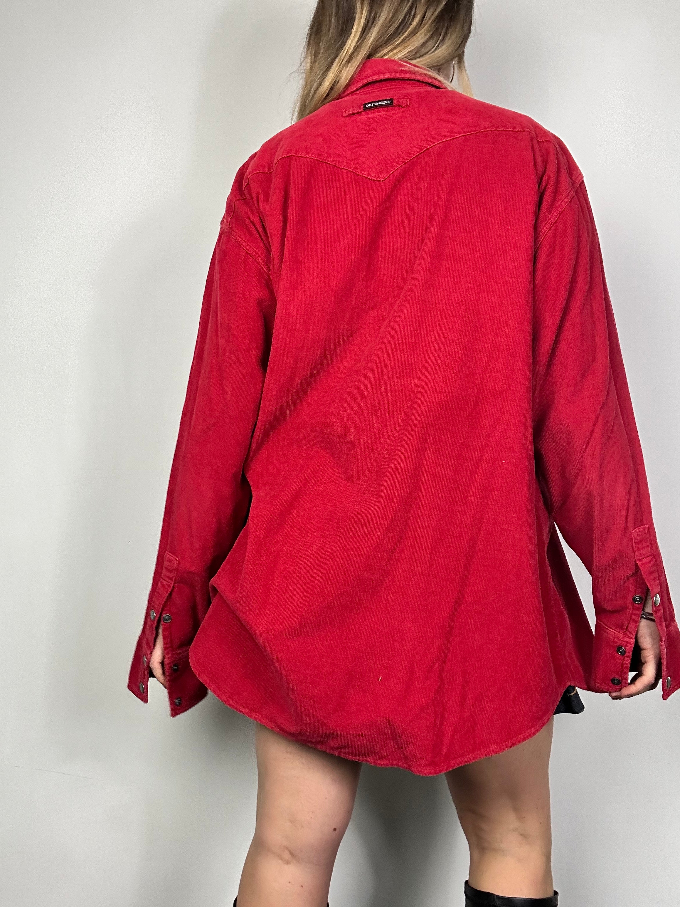 Harley Davidson Red Cord Shirt Size Xl
