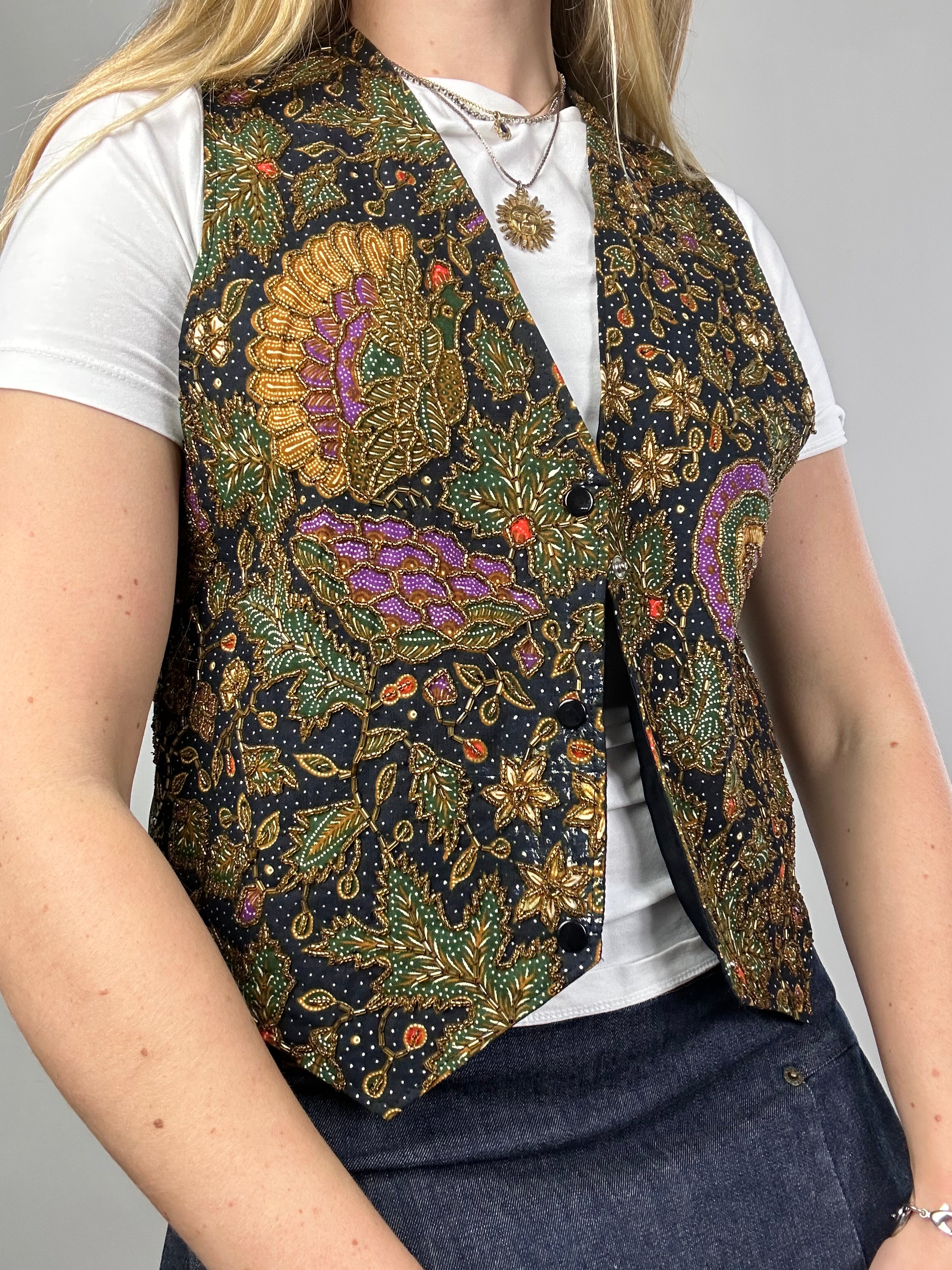 Beaded 90's Waistcoat Size 10