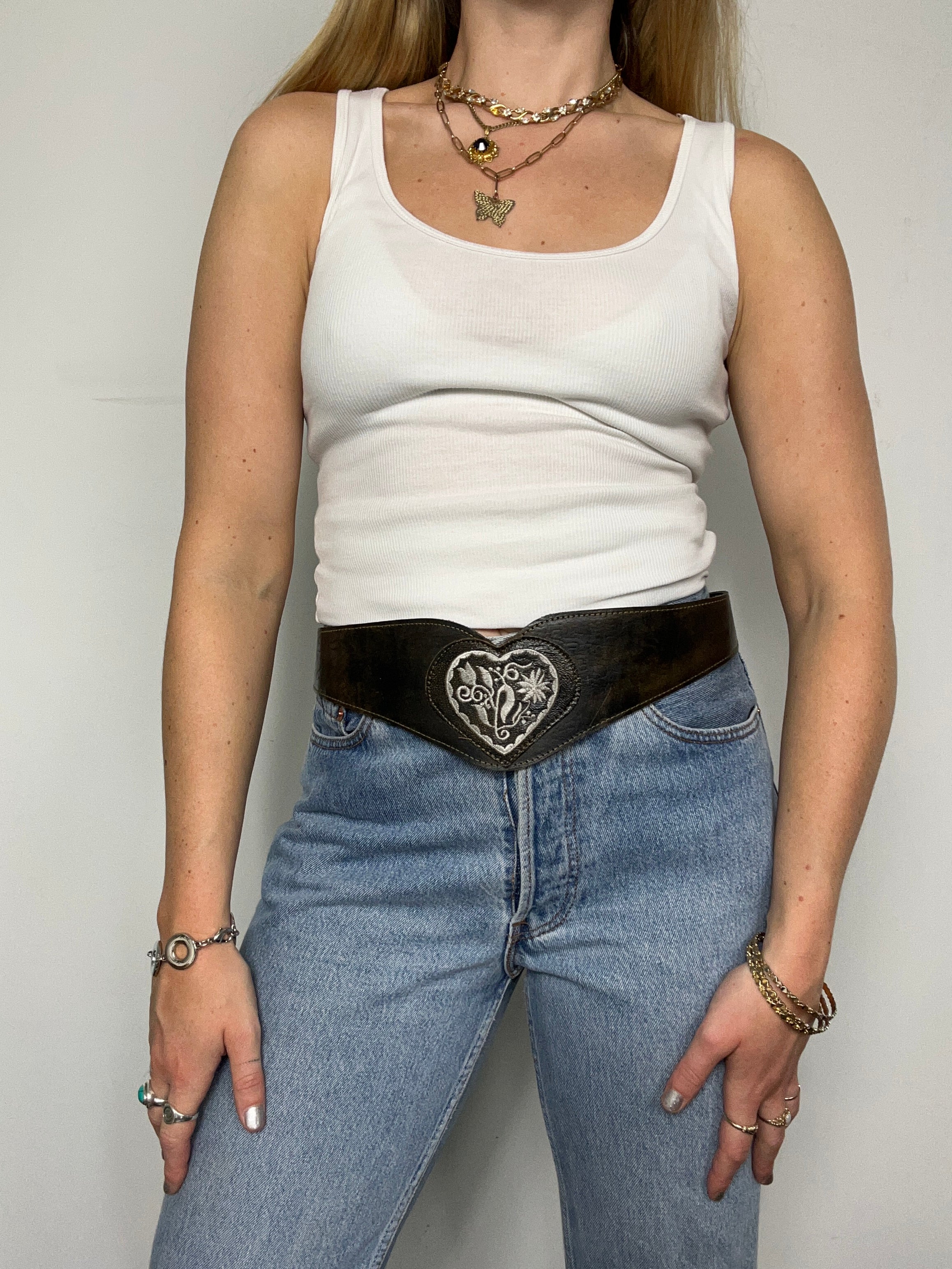 Love Heart Leather Belt Size 12
