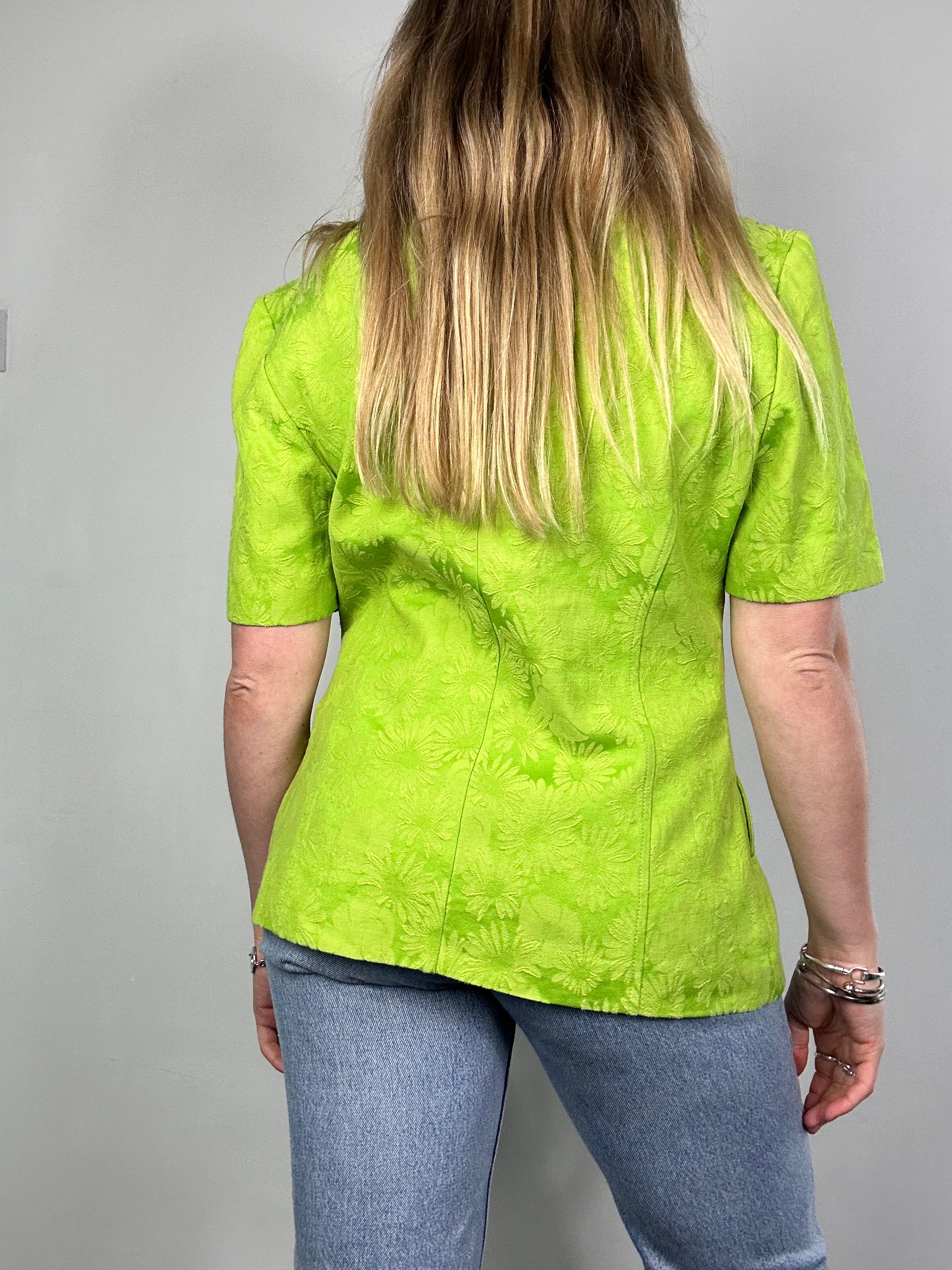 Lime Green 80's Floral Blazer Size 12