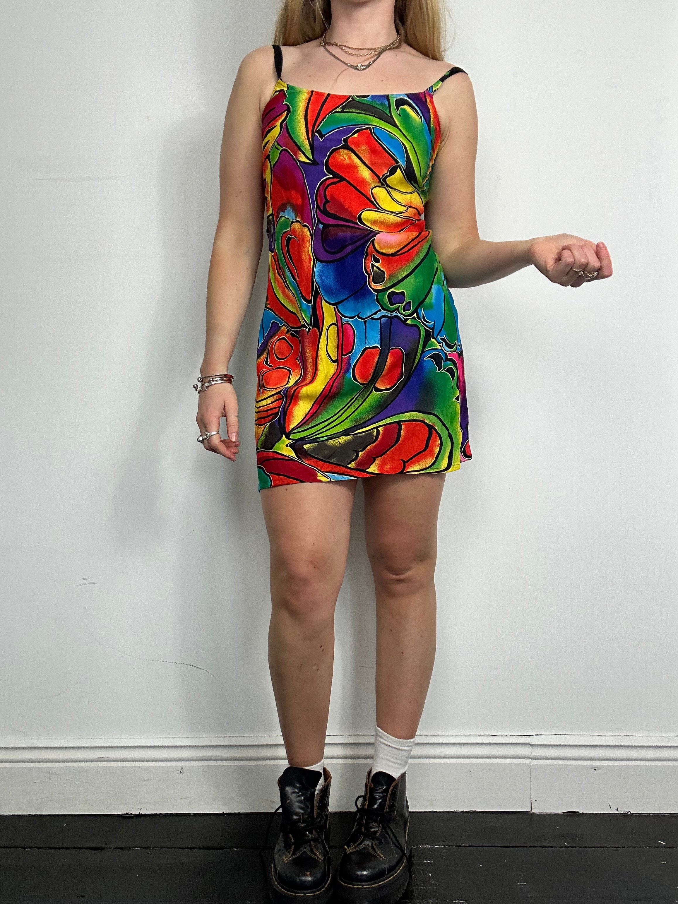 90's multi Coloured Sun Dress Size 8