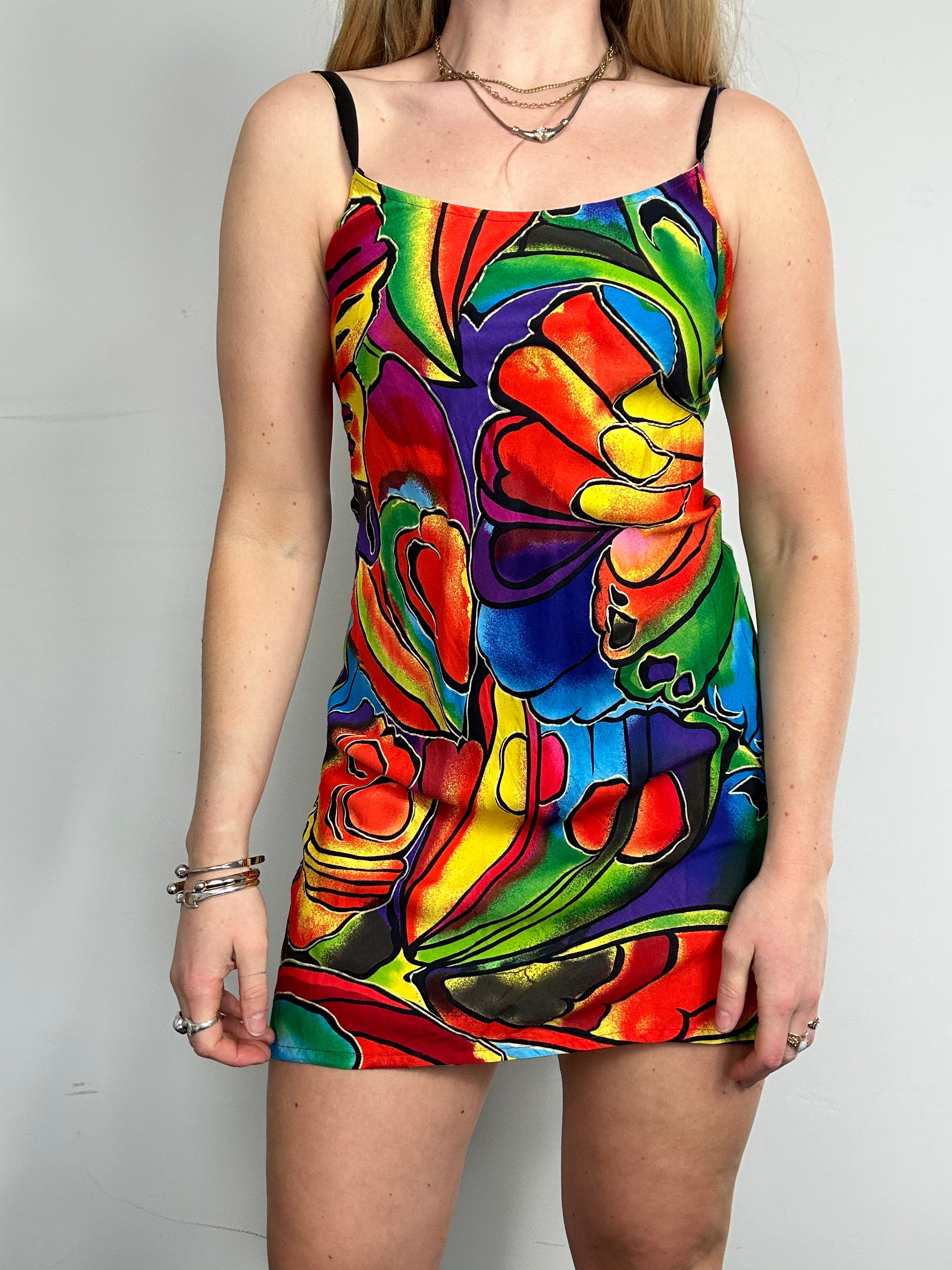 90's multi Coloured Sun Dress Size 8