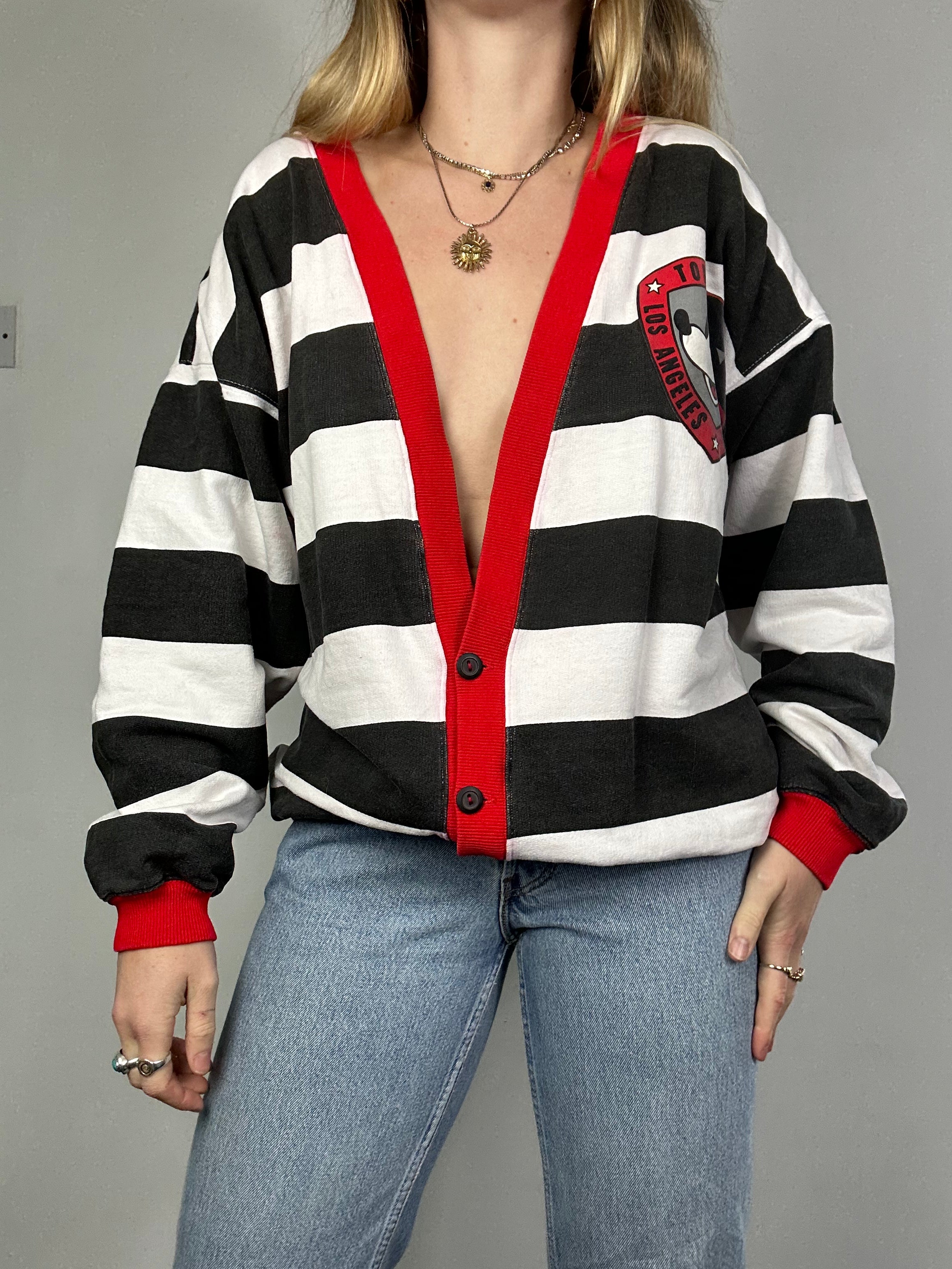 Mickey Mouse 90's Striped Cardigan size L