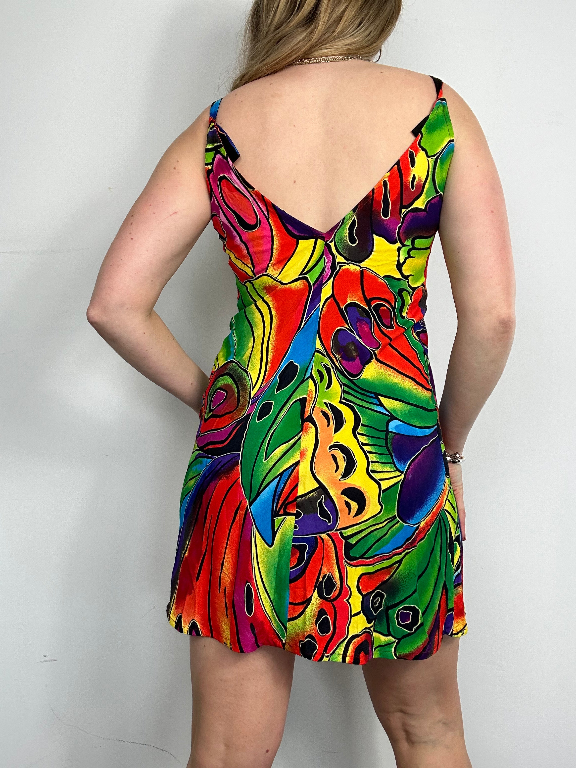 90's multi Coloured Sun Dress Size 8