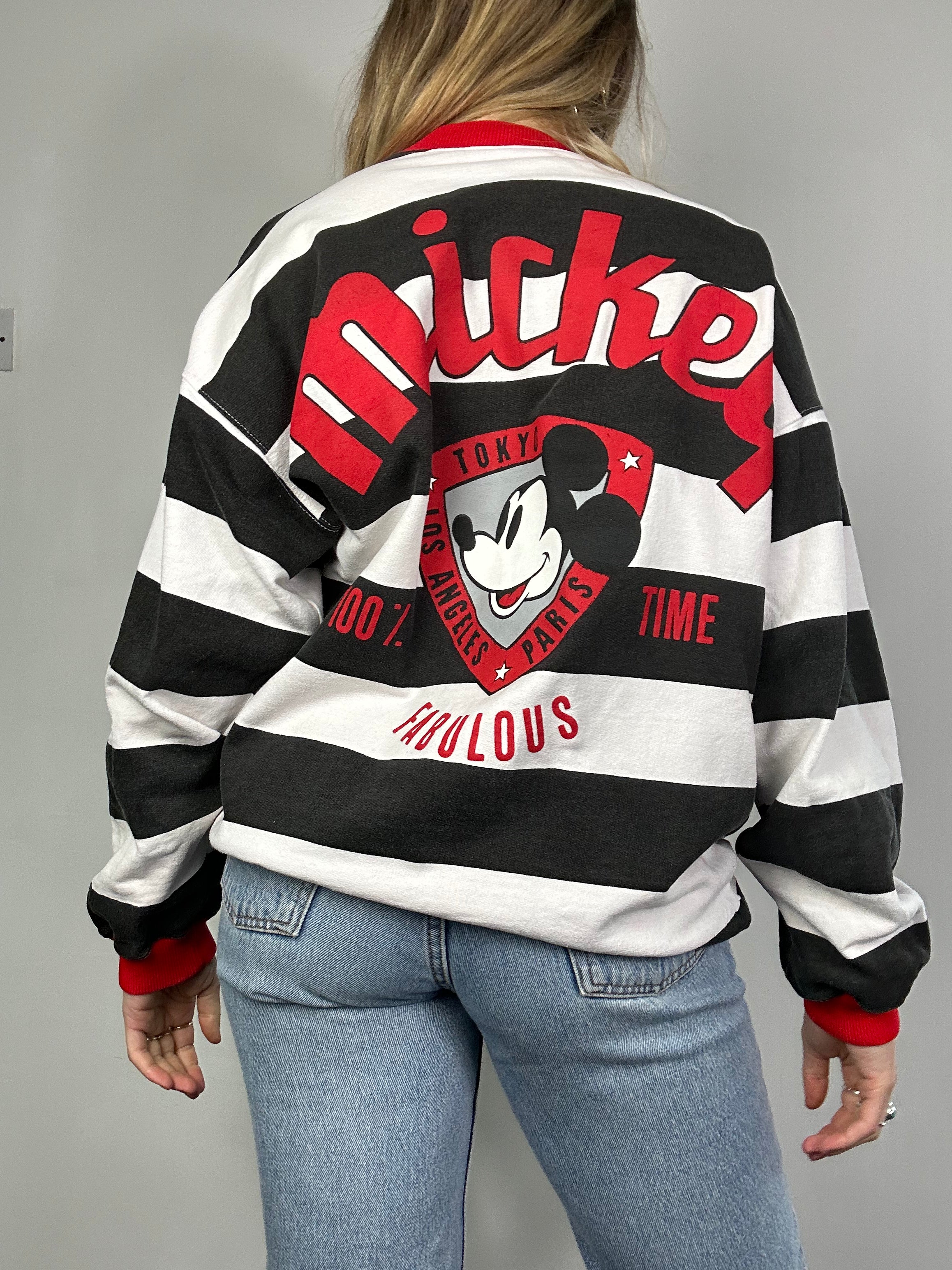 Mickey Mouse 90's Striped Cardigan size L