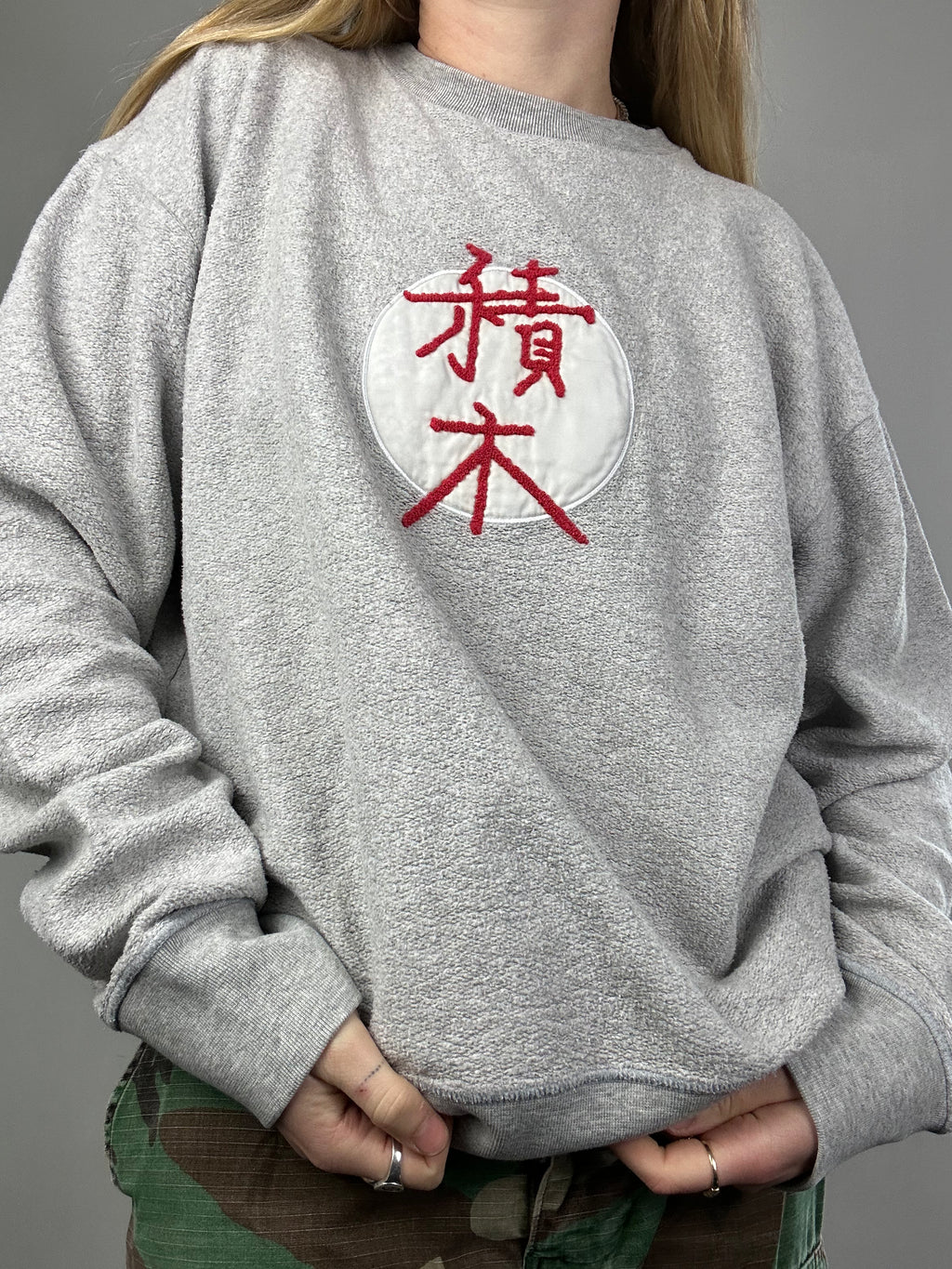 Grey 90's Chinese Symbol Sweater Size M