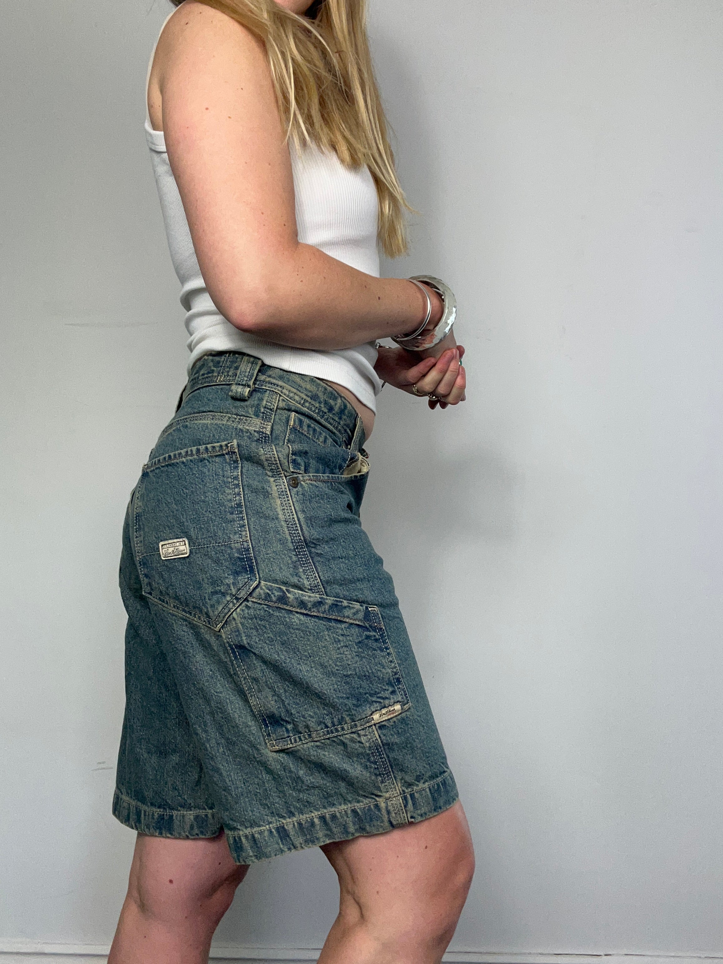 Denim Mid Rise Green Wash Jorts Size 10