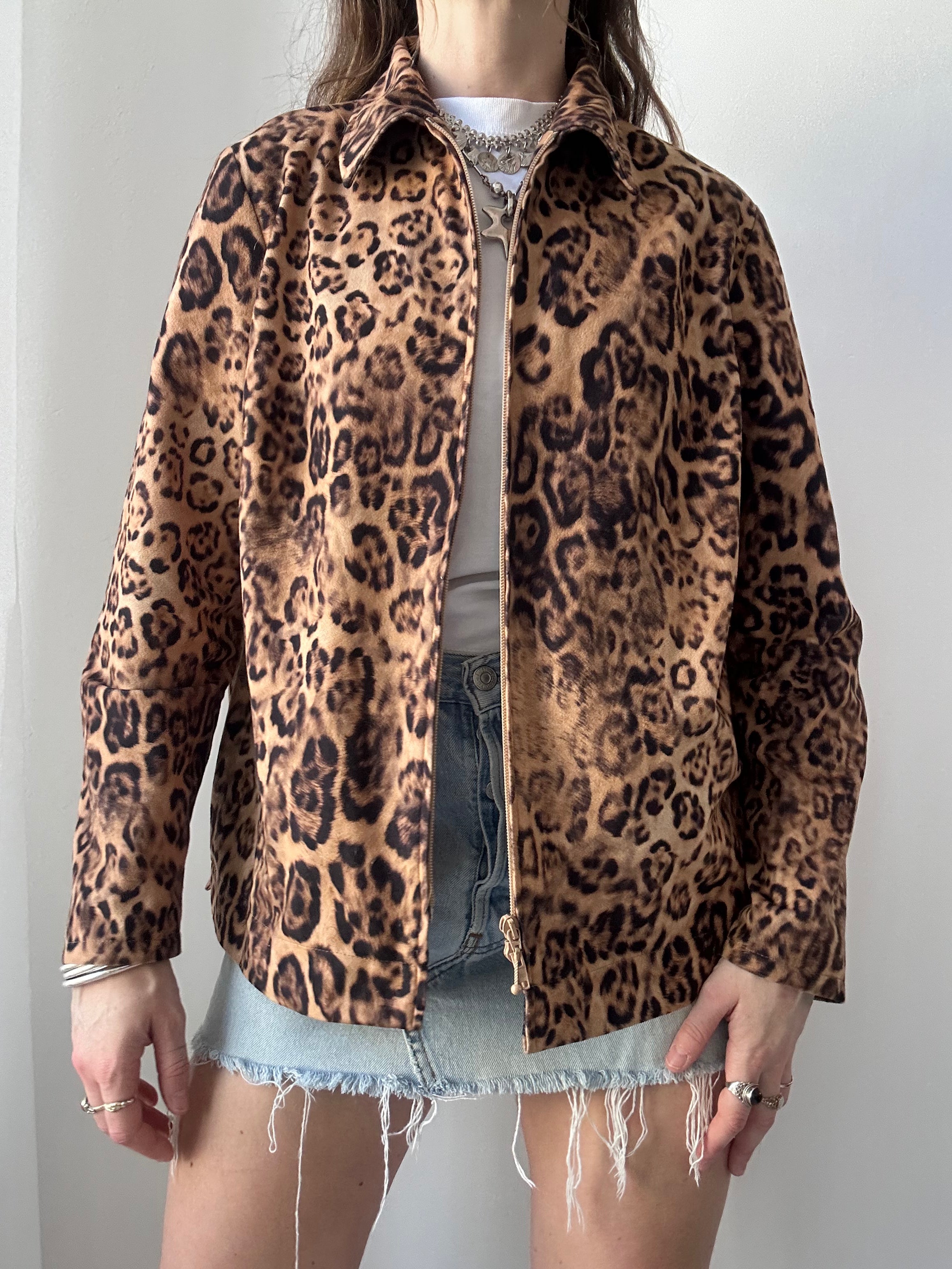 Tartan Cheetah furry jacket Size 12