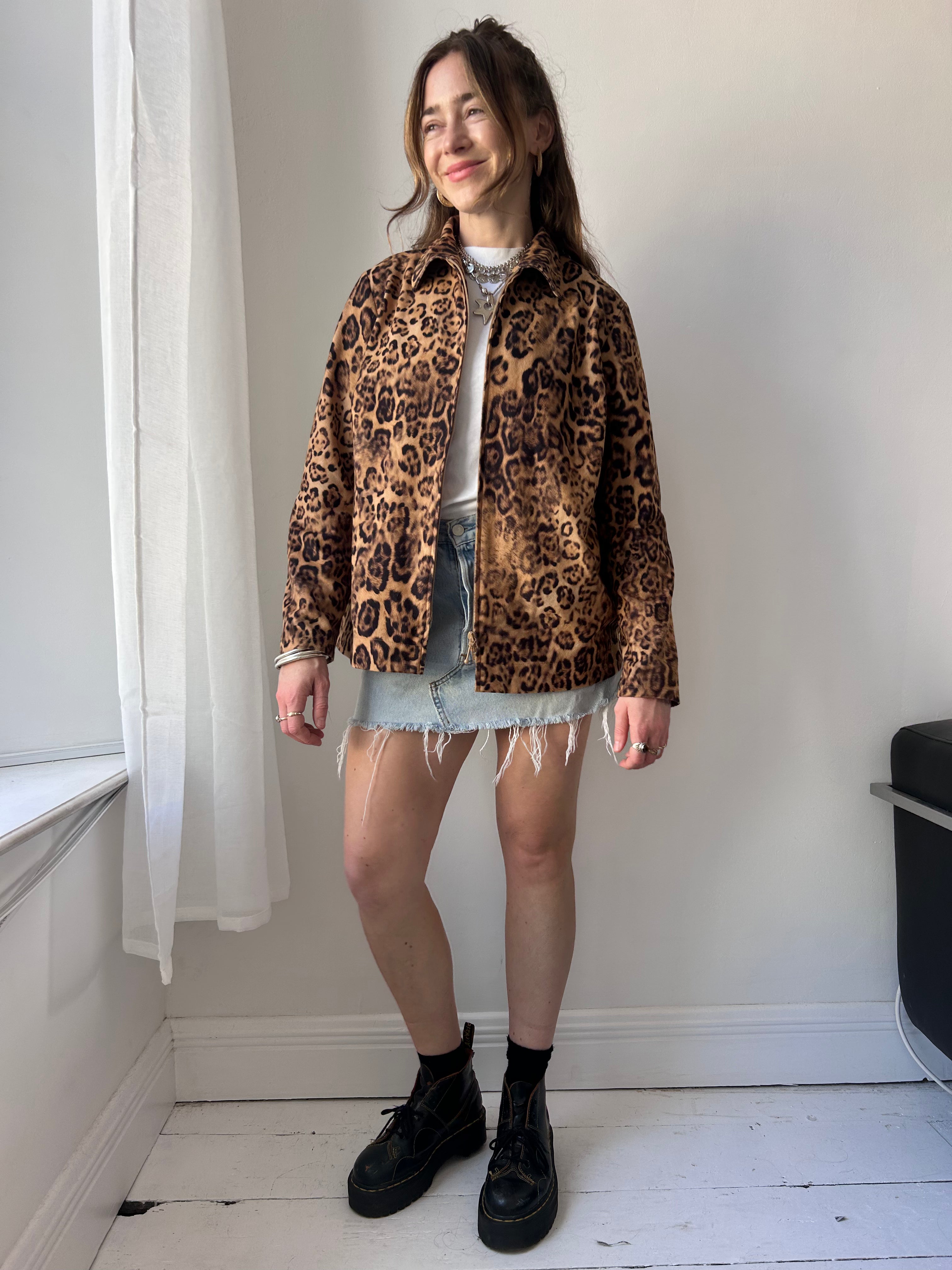 Tartan Cheetah furry jacket Size 12